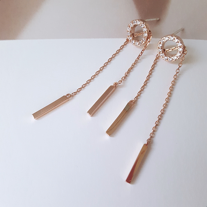 Silver Length Adjustable Double Drop Earring Earri