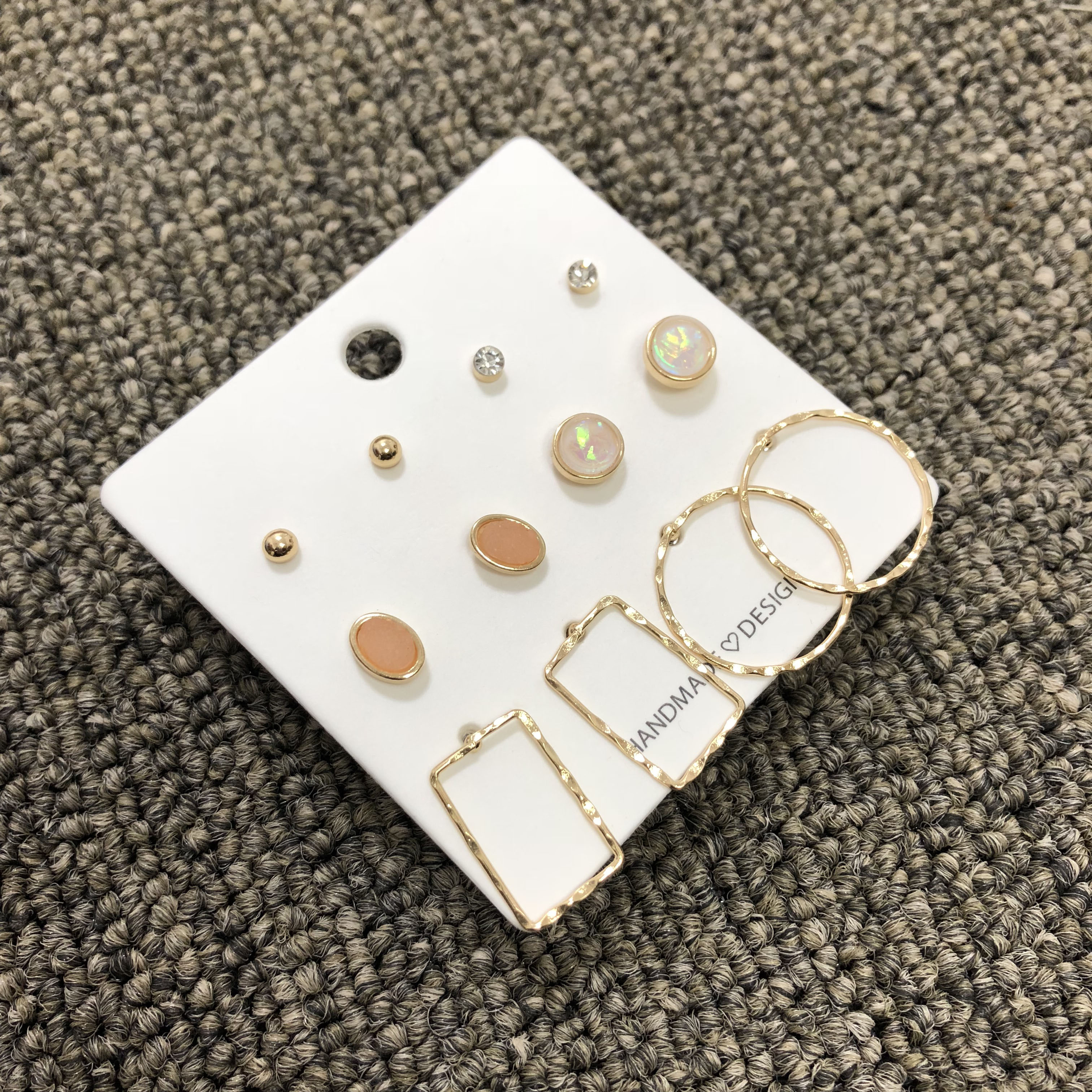 Rose ring 12 piece earrings set Daily Nami Stone C