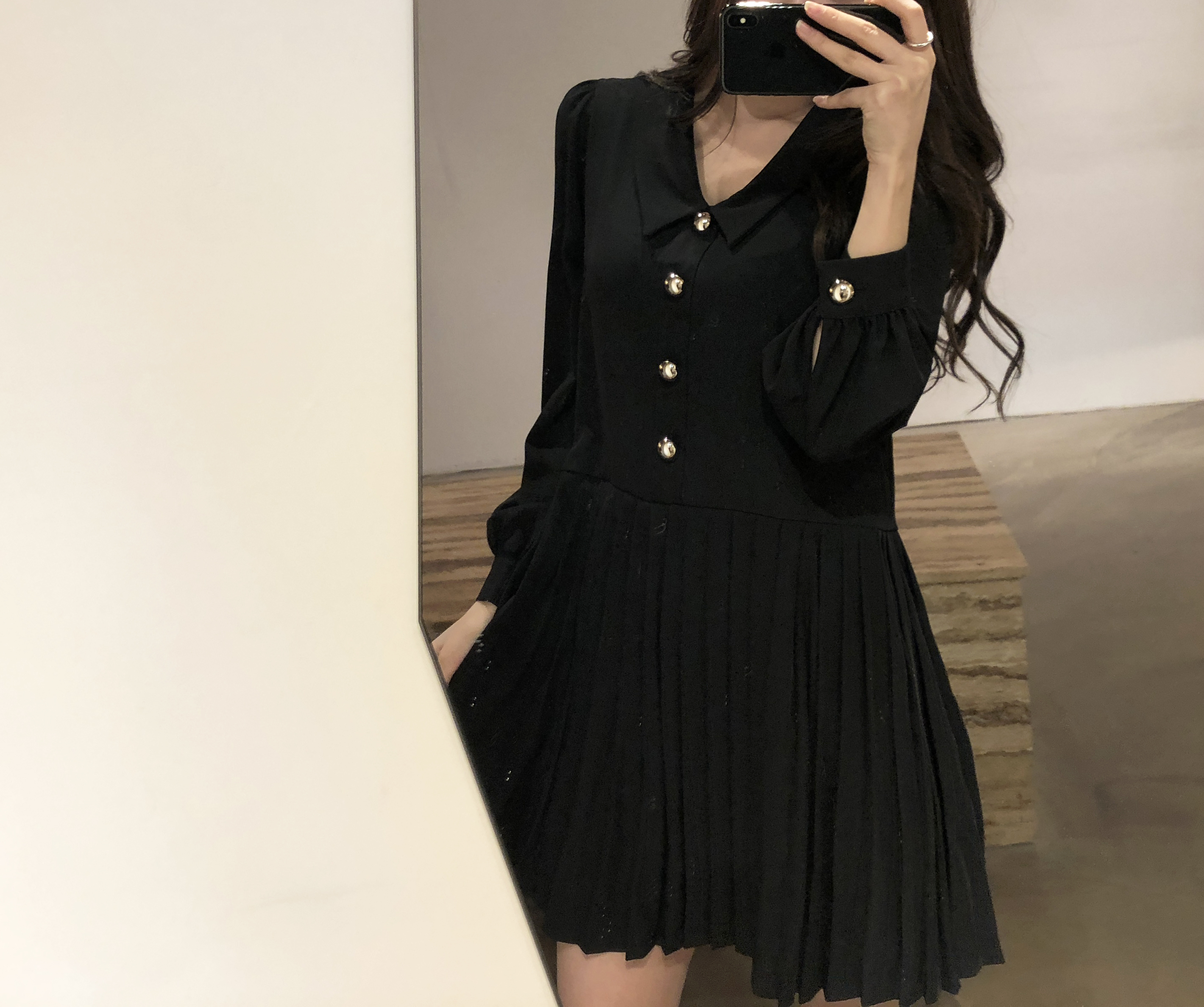 Button Pleated One-Piece Guest Fashion Shch Mood D