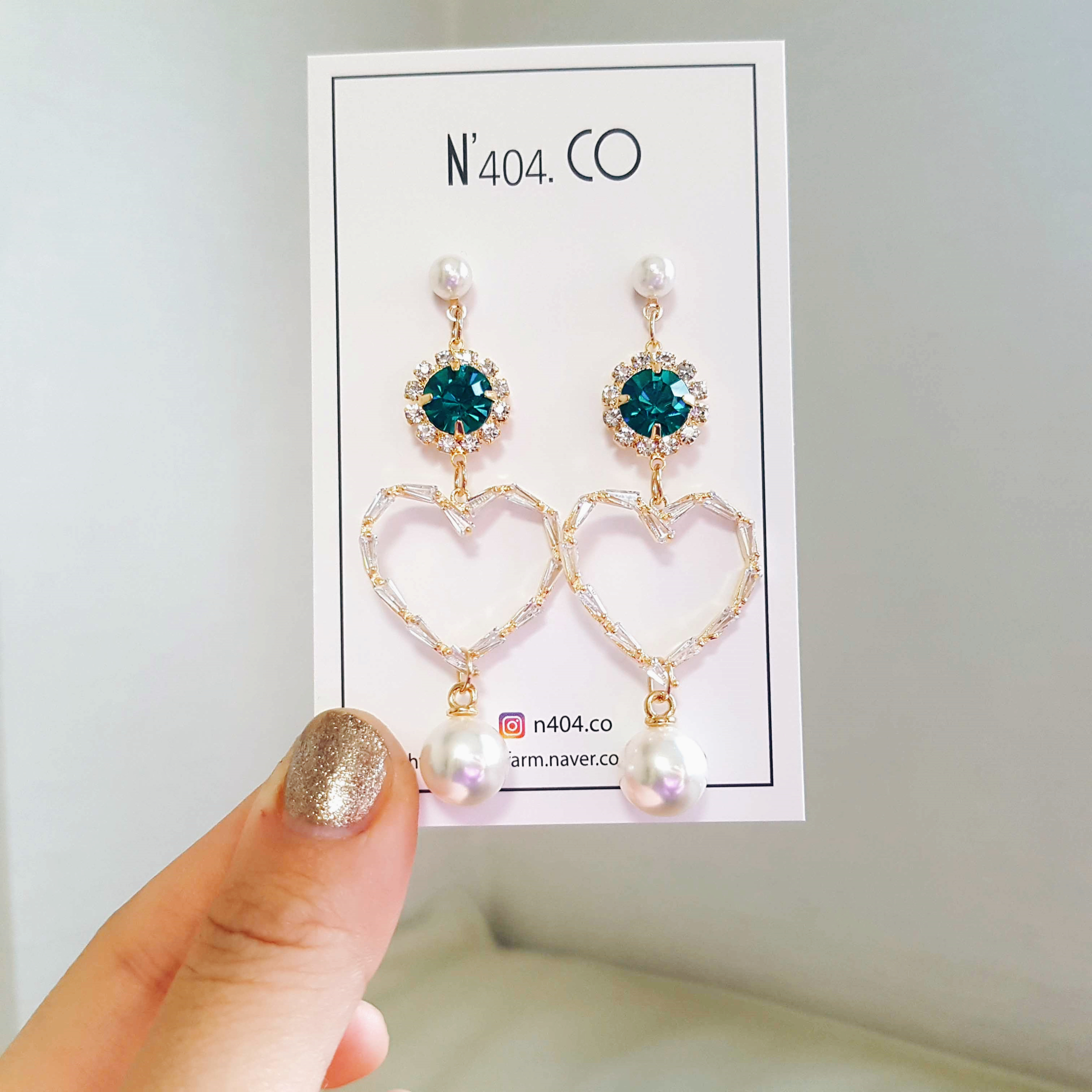 Cubic Heart Green Ear Drops Green Cubic Zirconia E