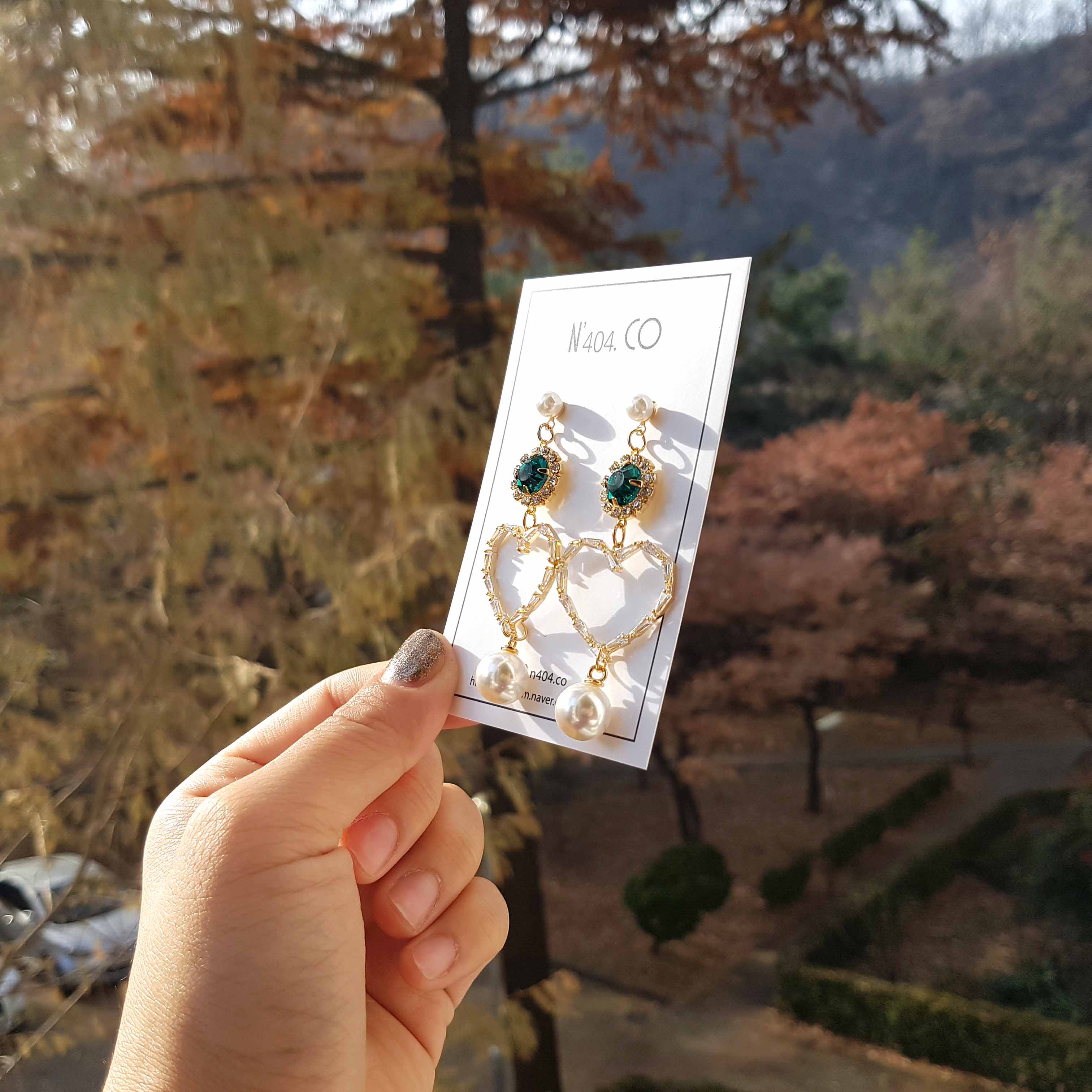 Cubic Heart Green Ear Drops Green Cubic Zirconia E