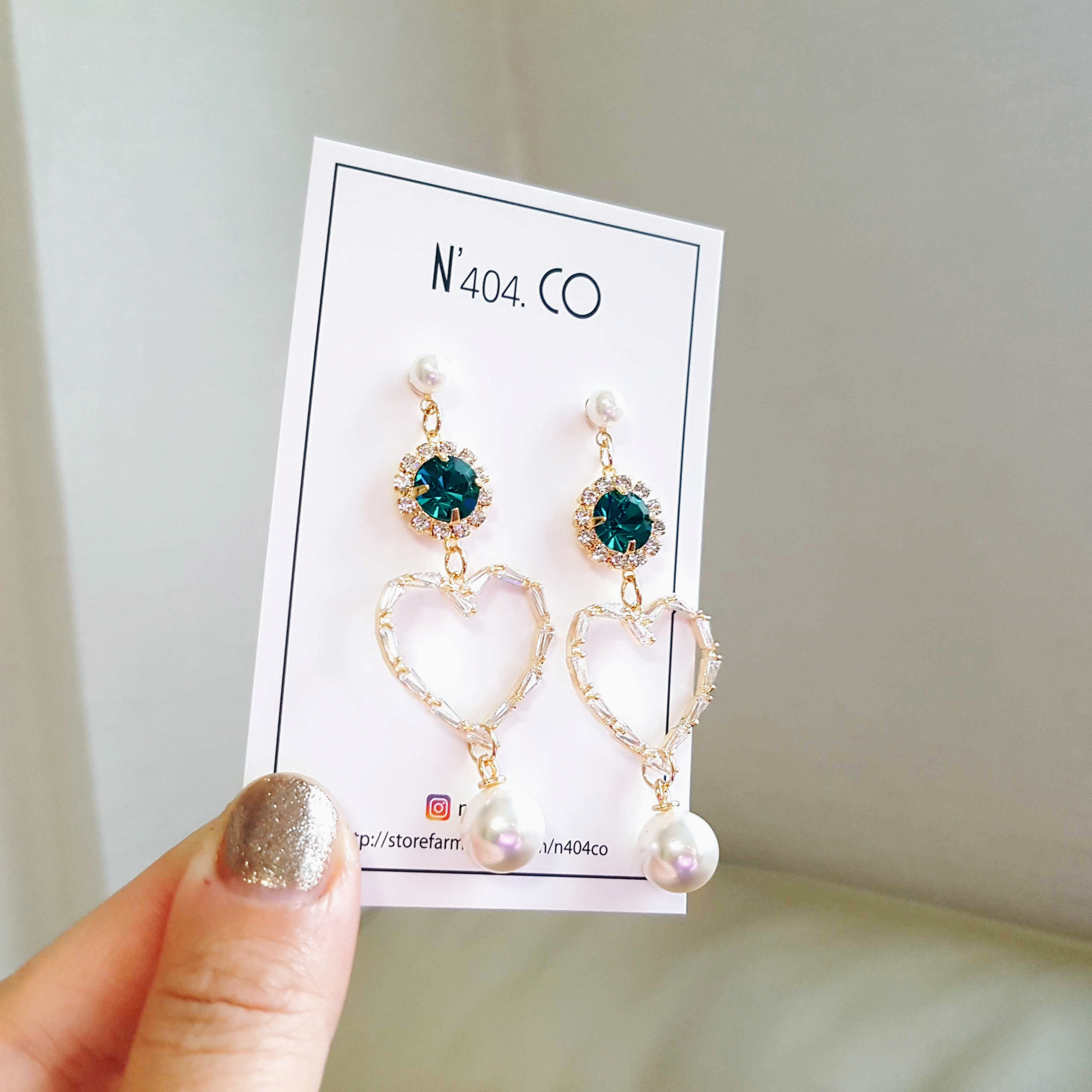 Cubic Heart Green Ear Drops Green Cubic Zirconia E