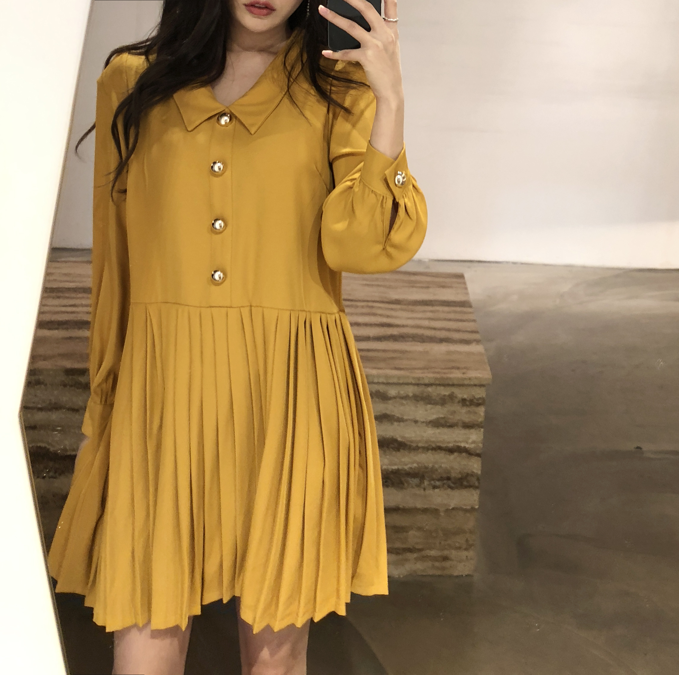 Button Pleated One-Piece Guest Fashion Shch Mood D