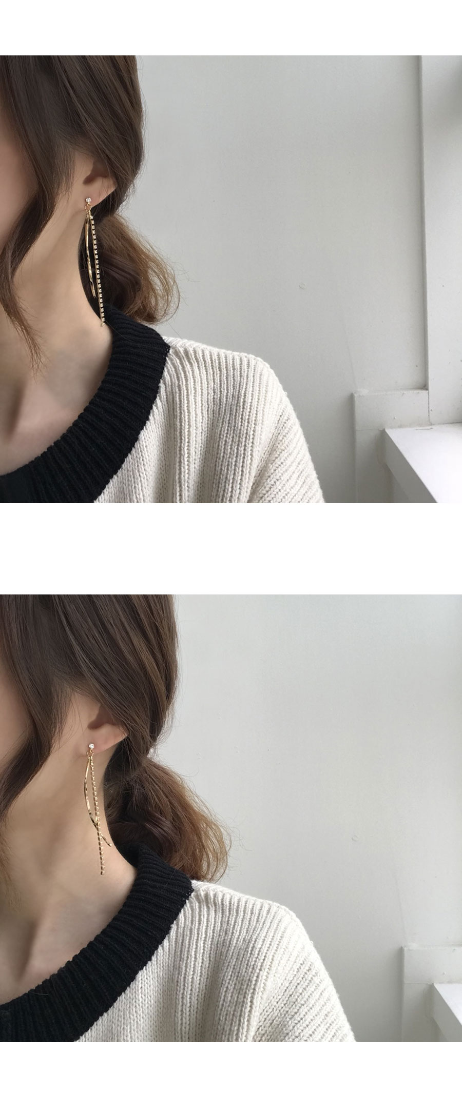 Cubic Long Drop Earrings Vibriable Lines Bowl Anti