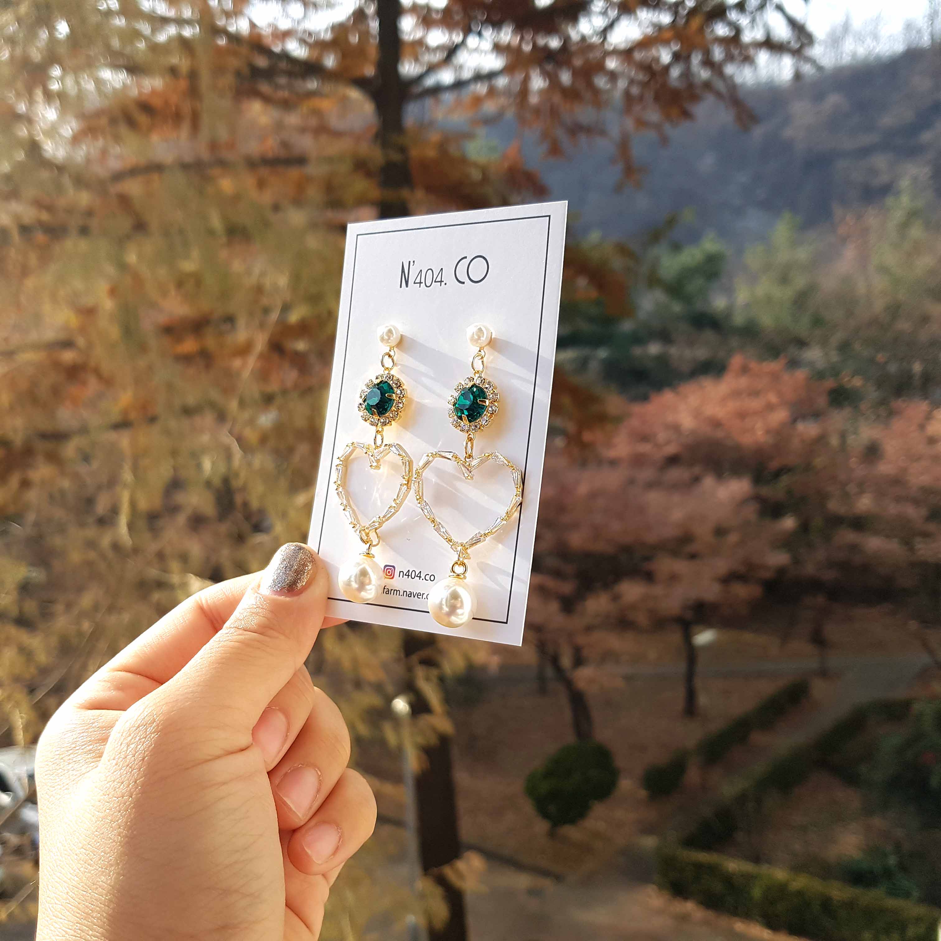 Cubic Heart Green Ear Drops Green Cubic Zirconia E