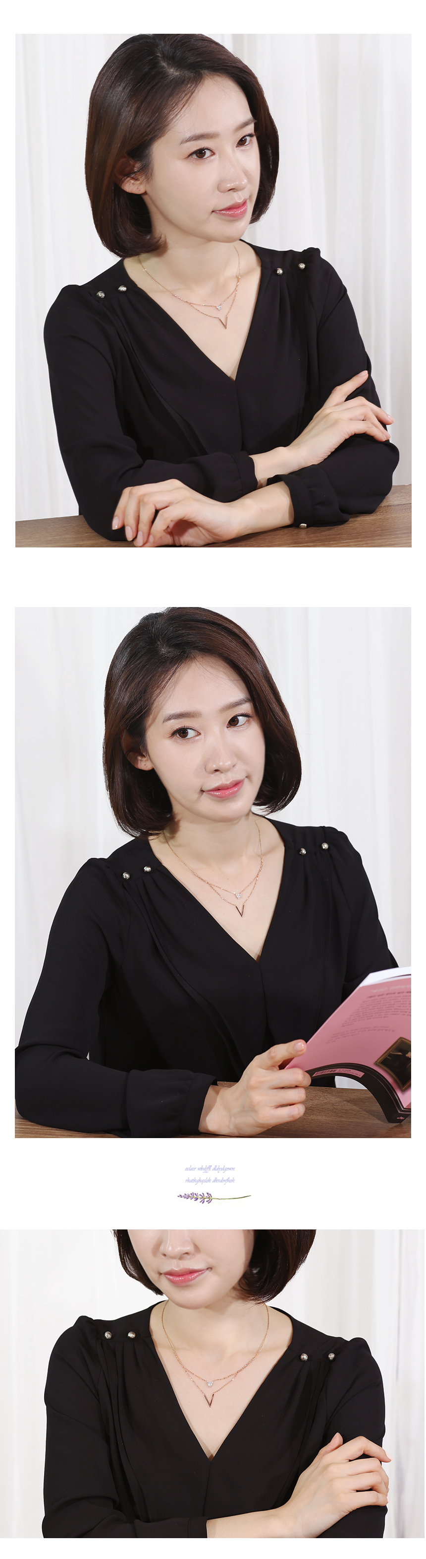 V layered bows 14k necklace 14k stick 14k chain 14