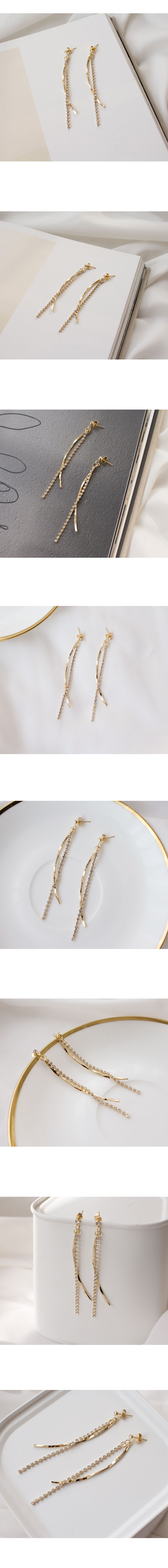 Cubic Long Drop Earrings Vibriable Lines Bowl Anti