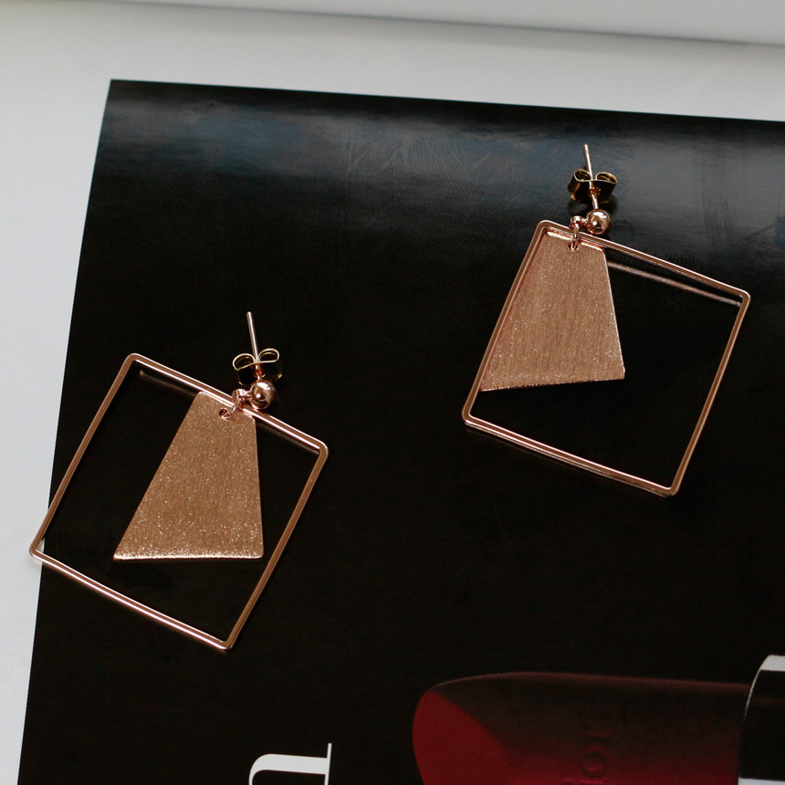 Square Gold Drop Earrings Bold Modern Girlfriend G