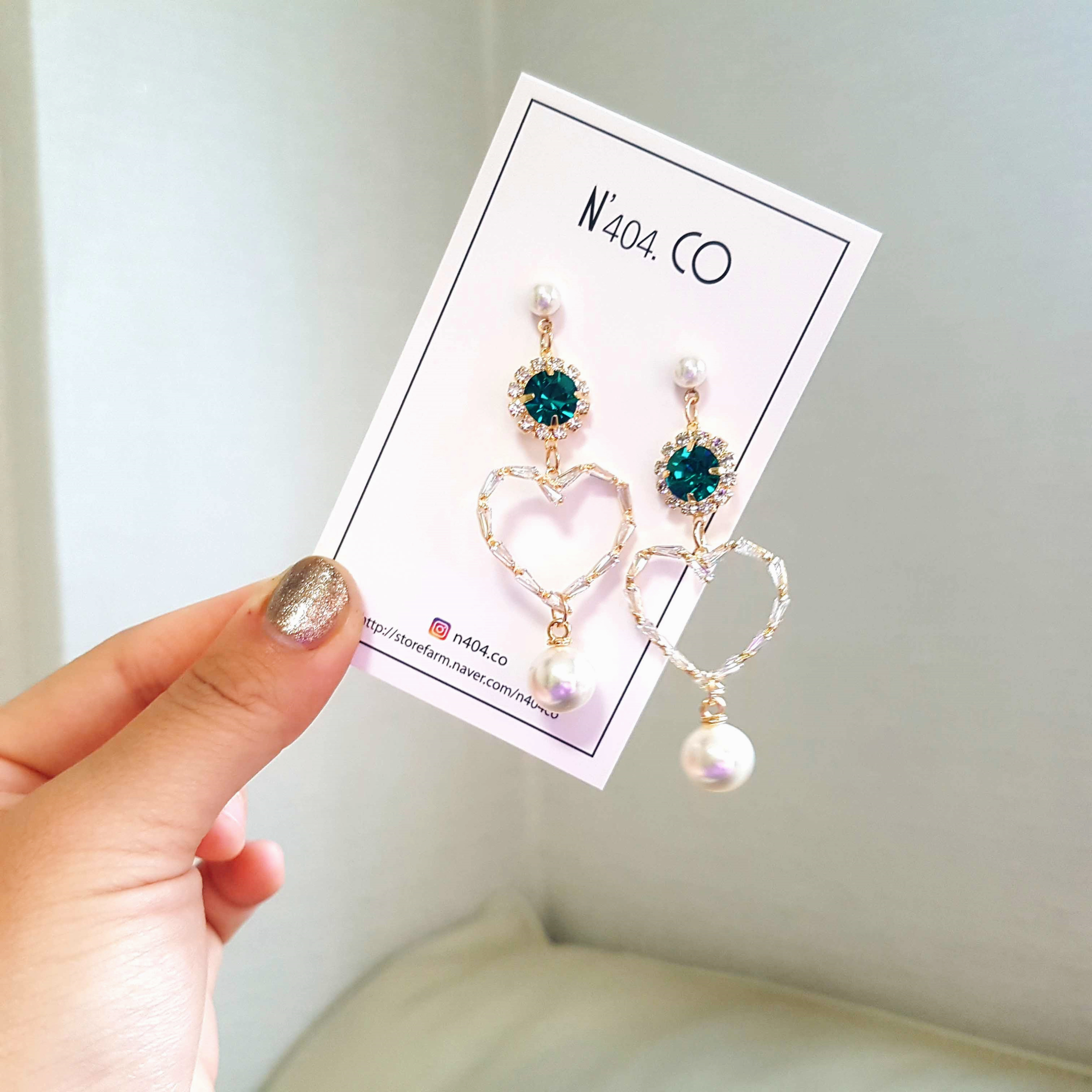 Cubic Heart Green Ear Drops Green Cubic Zirconia E