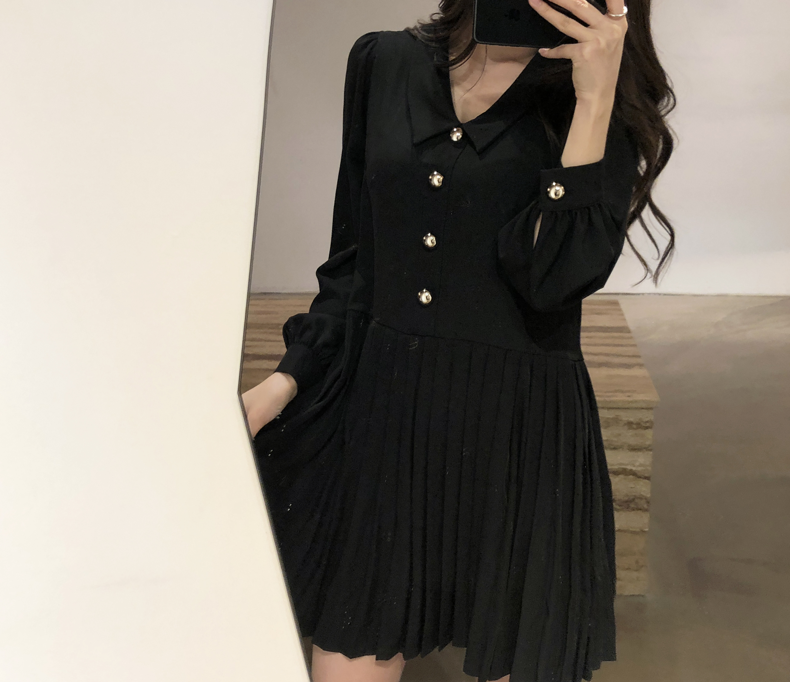Button Pleated One-Piece Guest Fashion Shch Mood D