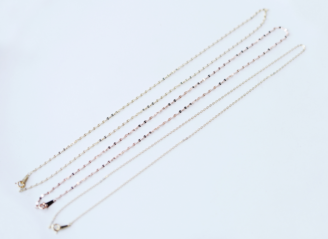 18k Basic Shiny 3 Piece Chain Necklace 18k 14k5 Pi