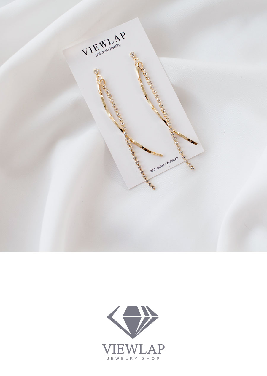 Cubic Long Drop Earrings Vibriable Lines Bowl Anti