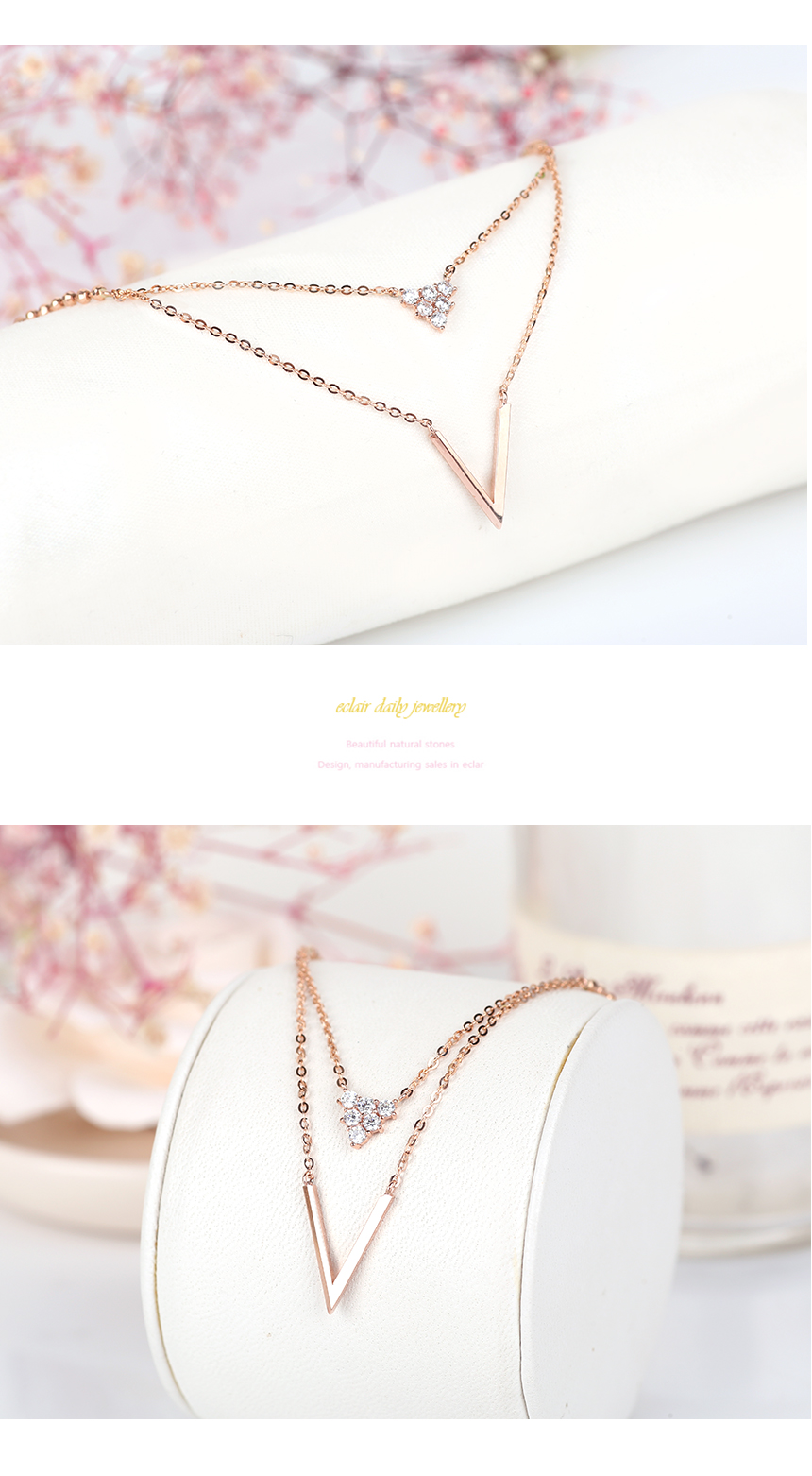 V layered bows 14k necklace 14k stick 14k chain 14