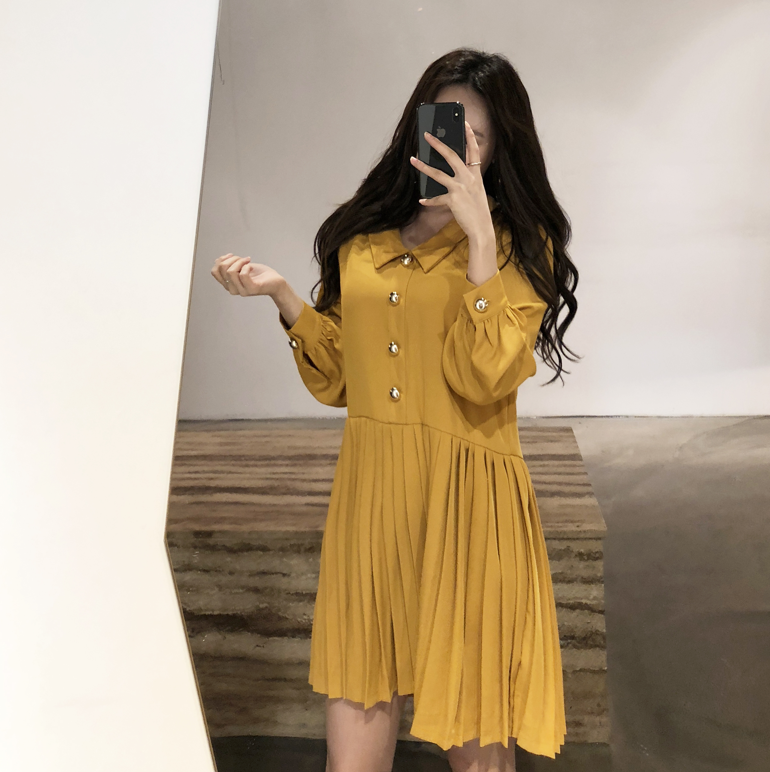 Button Pleated One-Piece Guest Fashion Shch Mood D