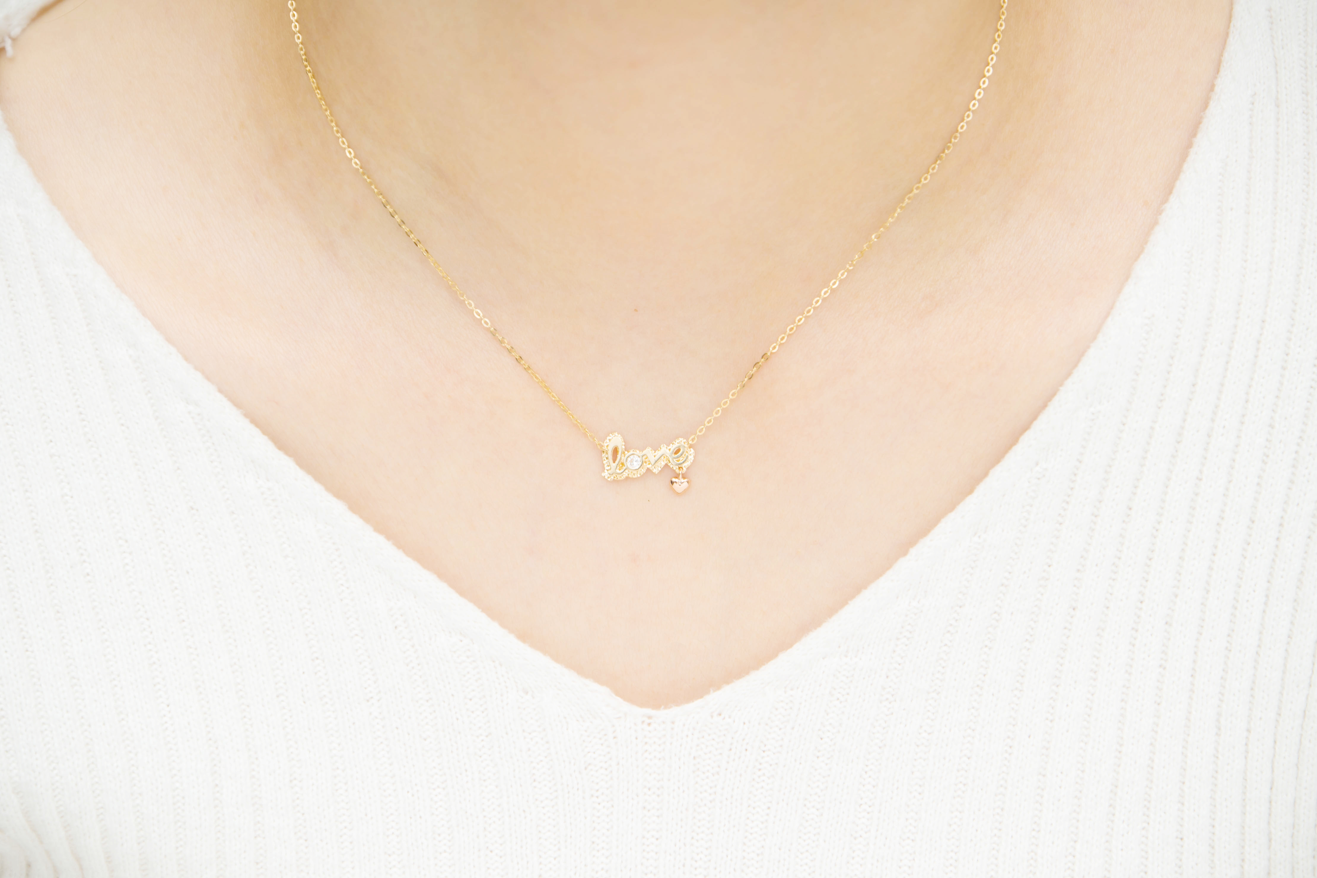 Reno Love Necklace 14k Initial 14K Women's One-