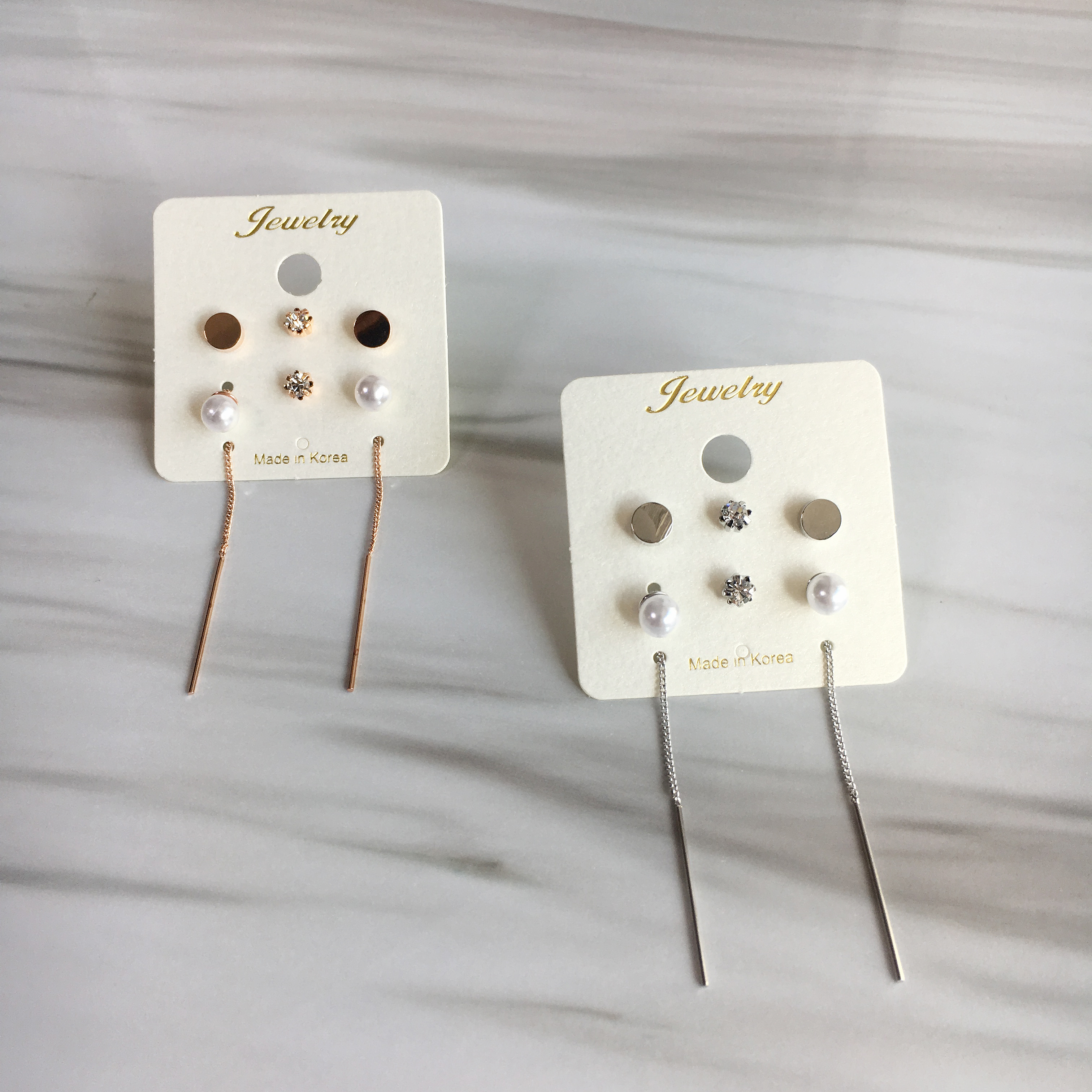 Two-Hour Daily Drop Earrings 6-piece set Cubic Hea