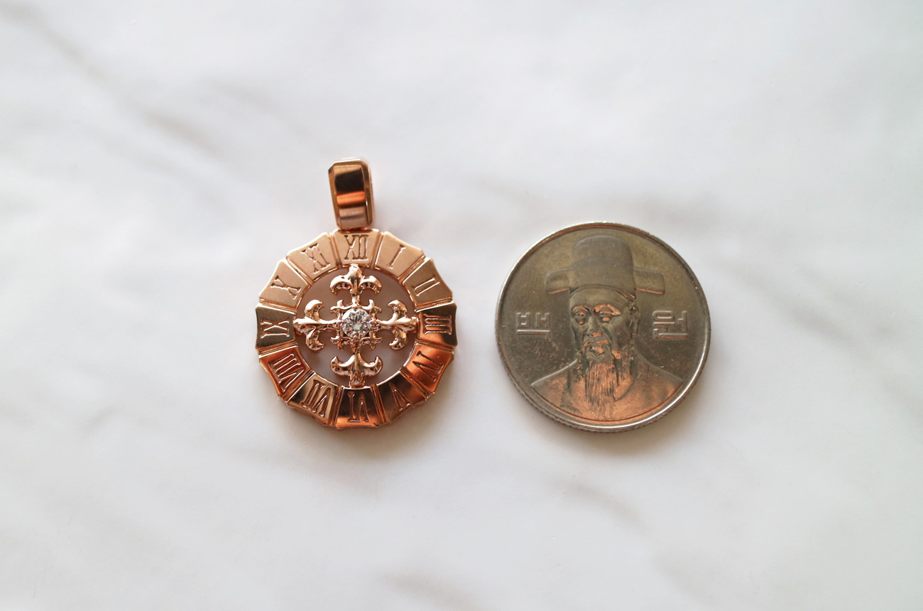 18k Cross Pendant 14k Men's Choker Necklace Pin