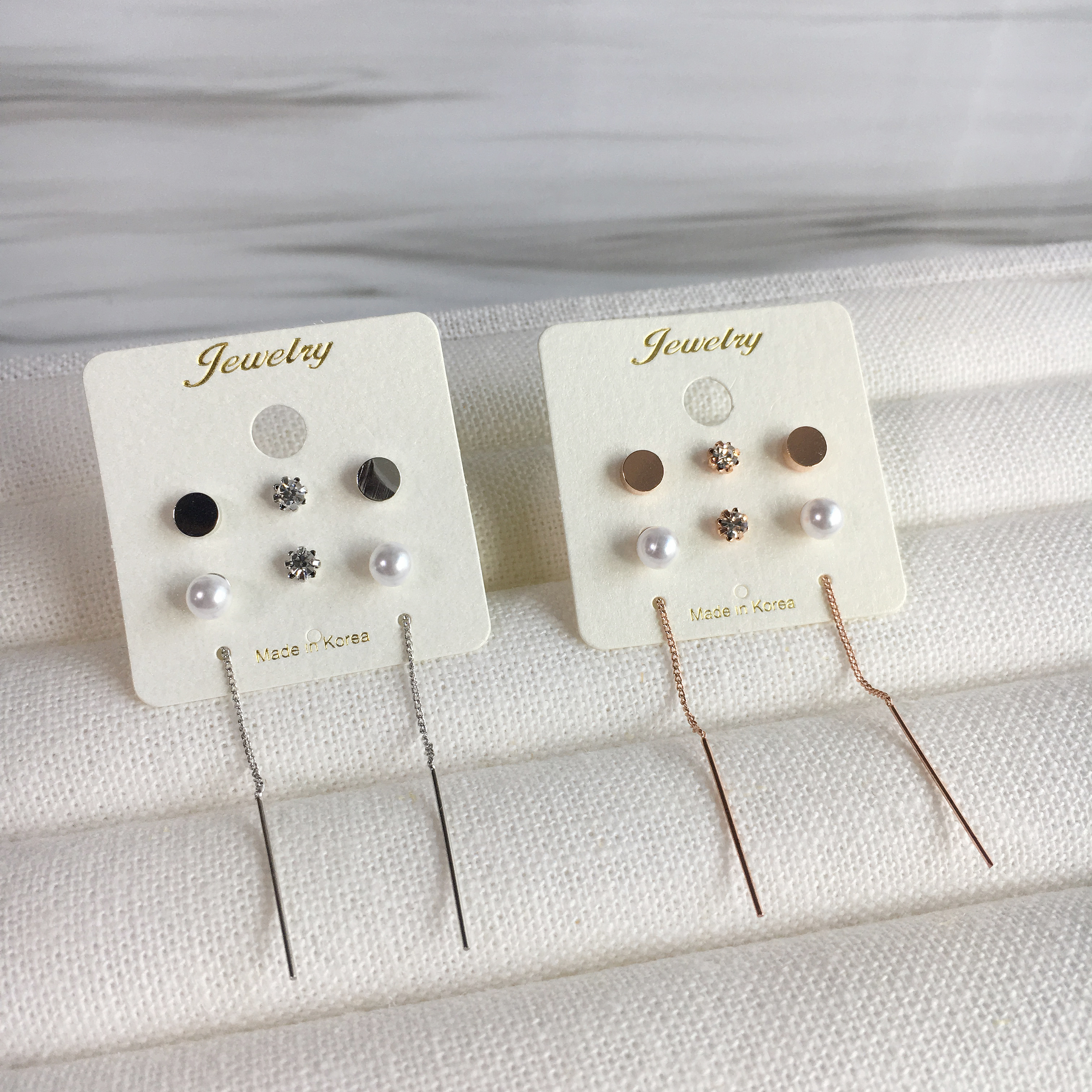 Two-Hour Daily Drop Earrings 6-piece set Cubic Hea