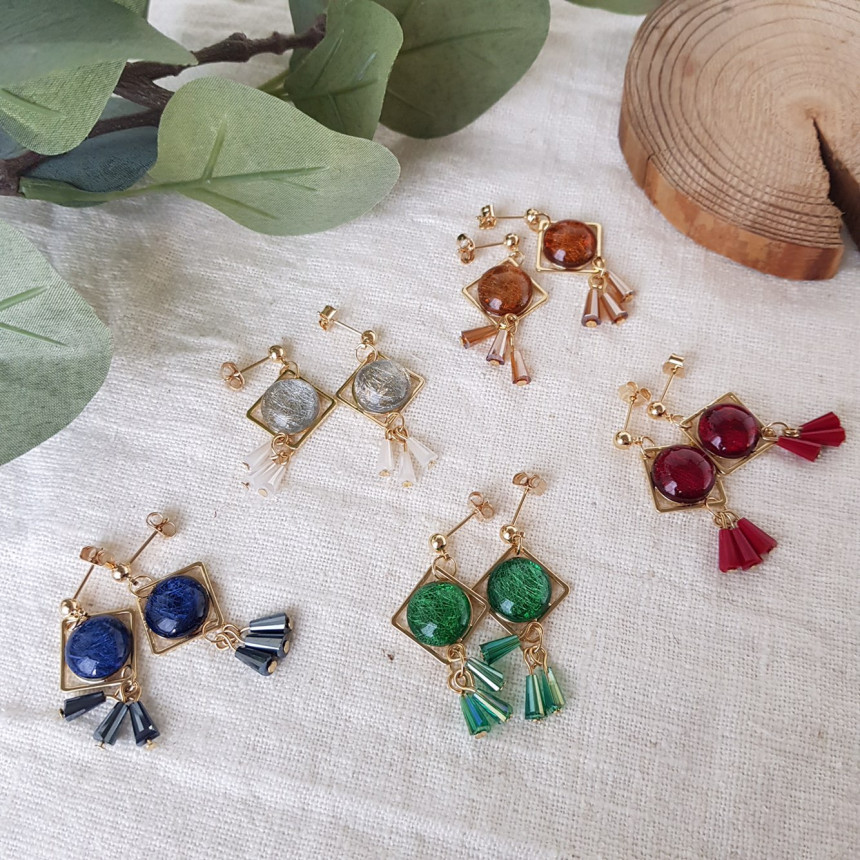 Omaju Crystal Drop Earrings 5color Gullible luxury