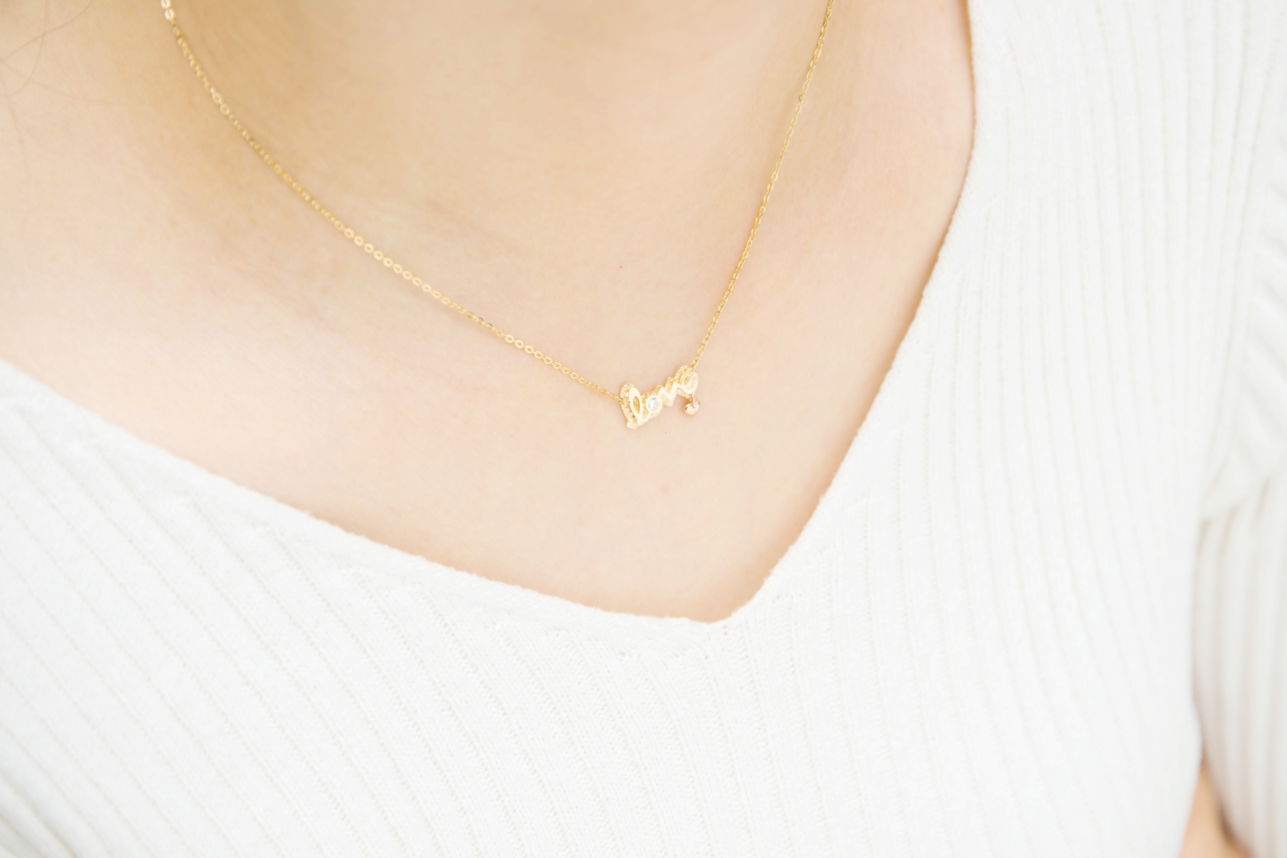 Reno Love Necklace 14k Initial 14K Women's One-