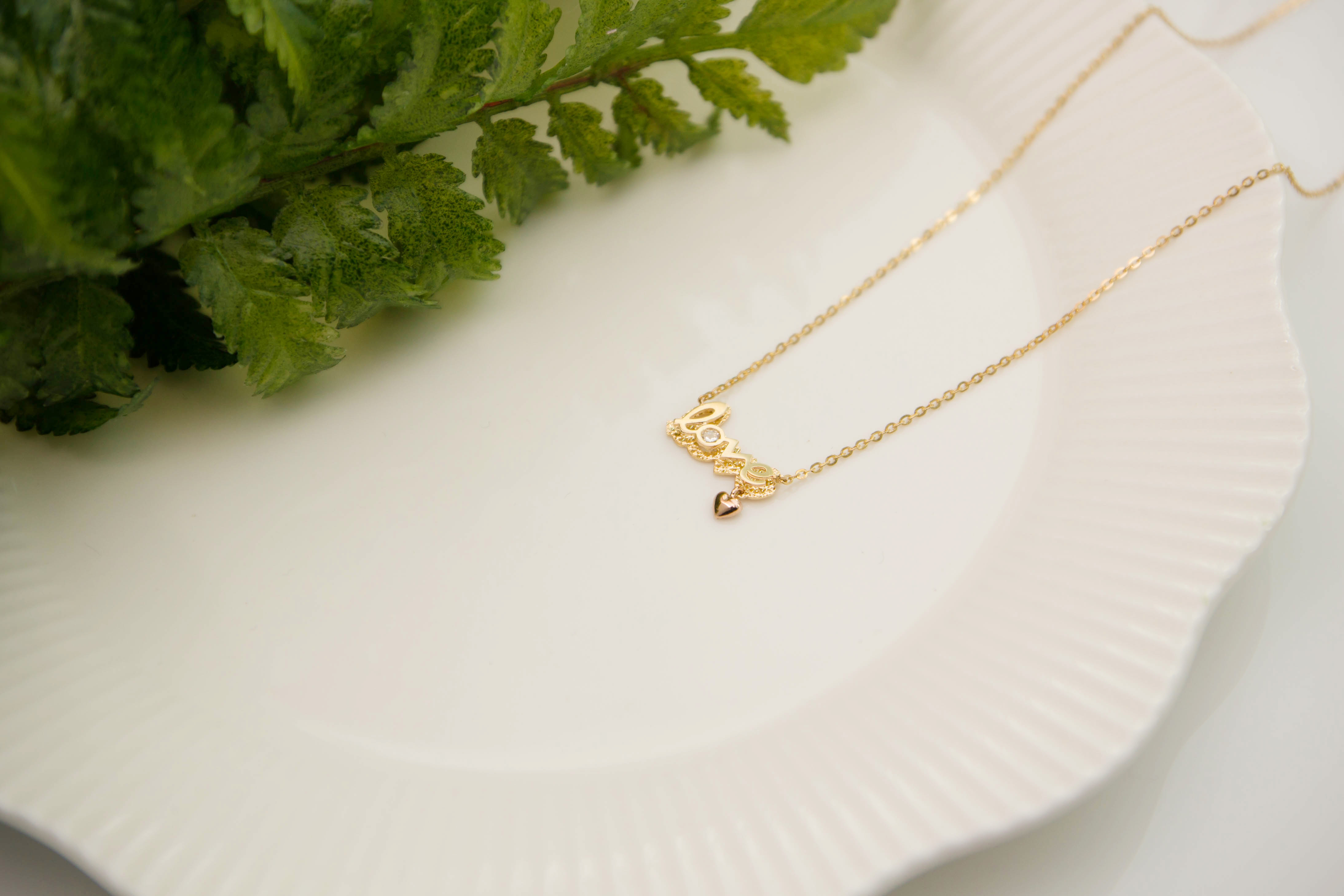 Reno Love Necklace 14k Initial 14K Women's One-