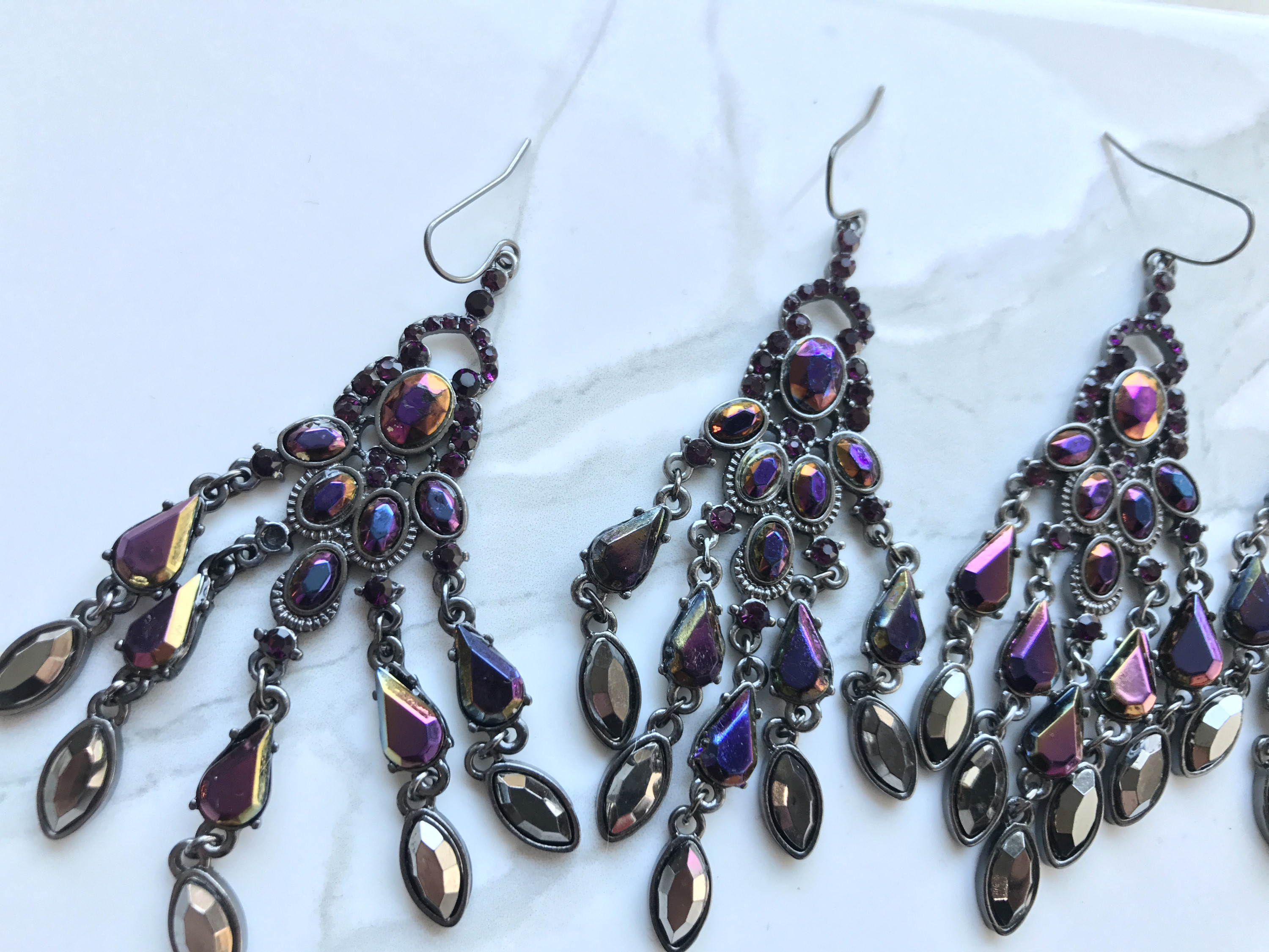 Purple Chandelier Bold Earrings Party New Year Col