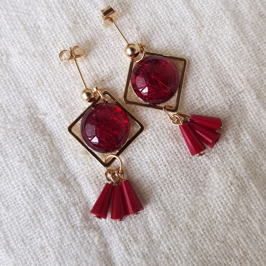 Omaju Crystal Drop Earrings 5color Gullible luxury