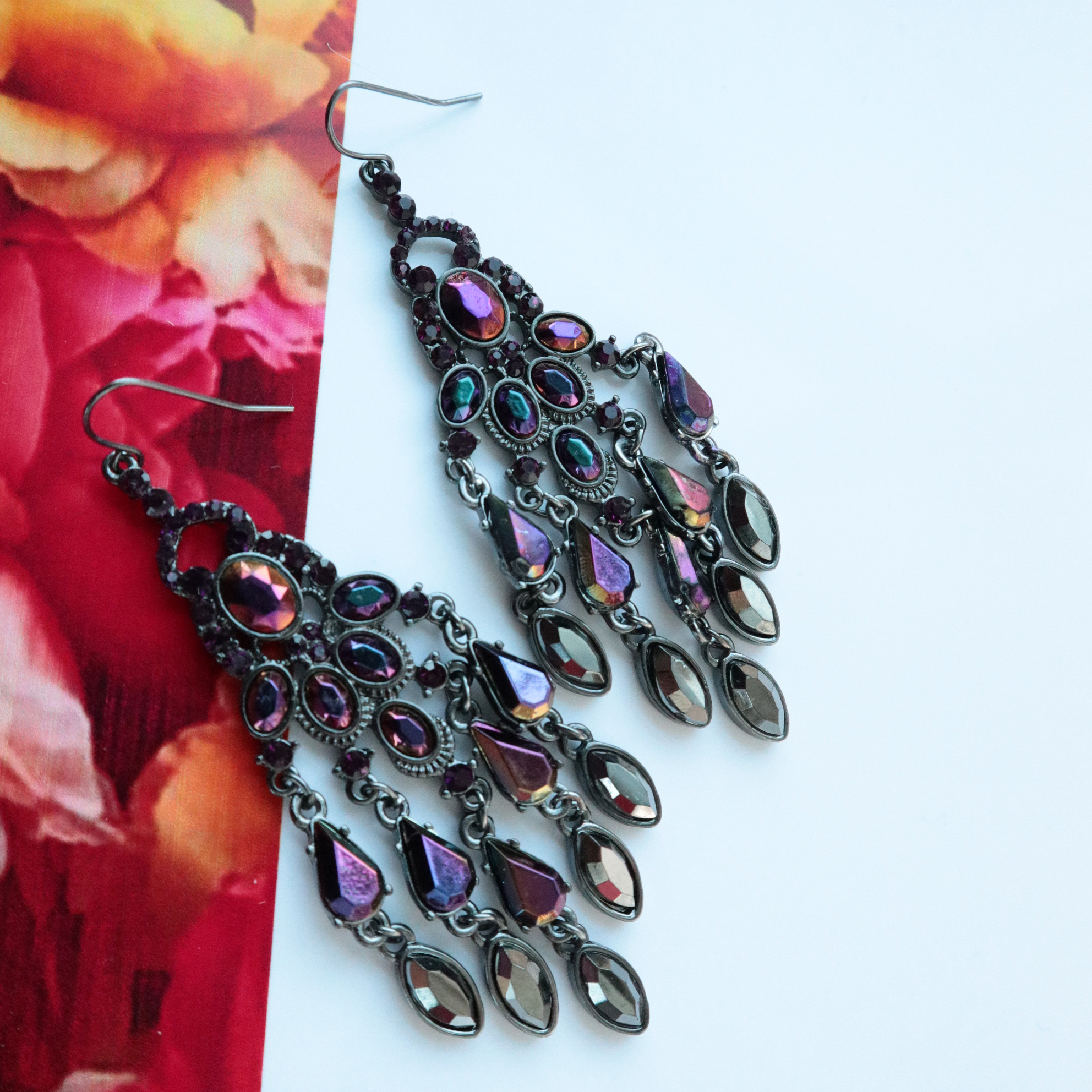 Purple Chandelier Bold Earrings Party New Year Col