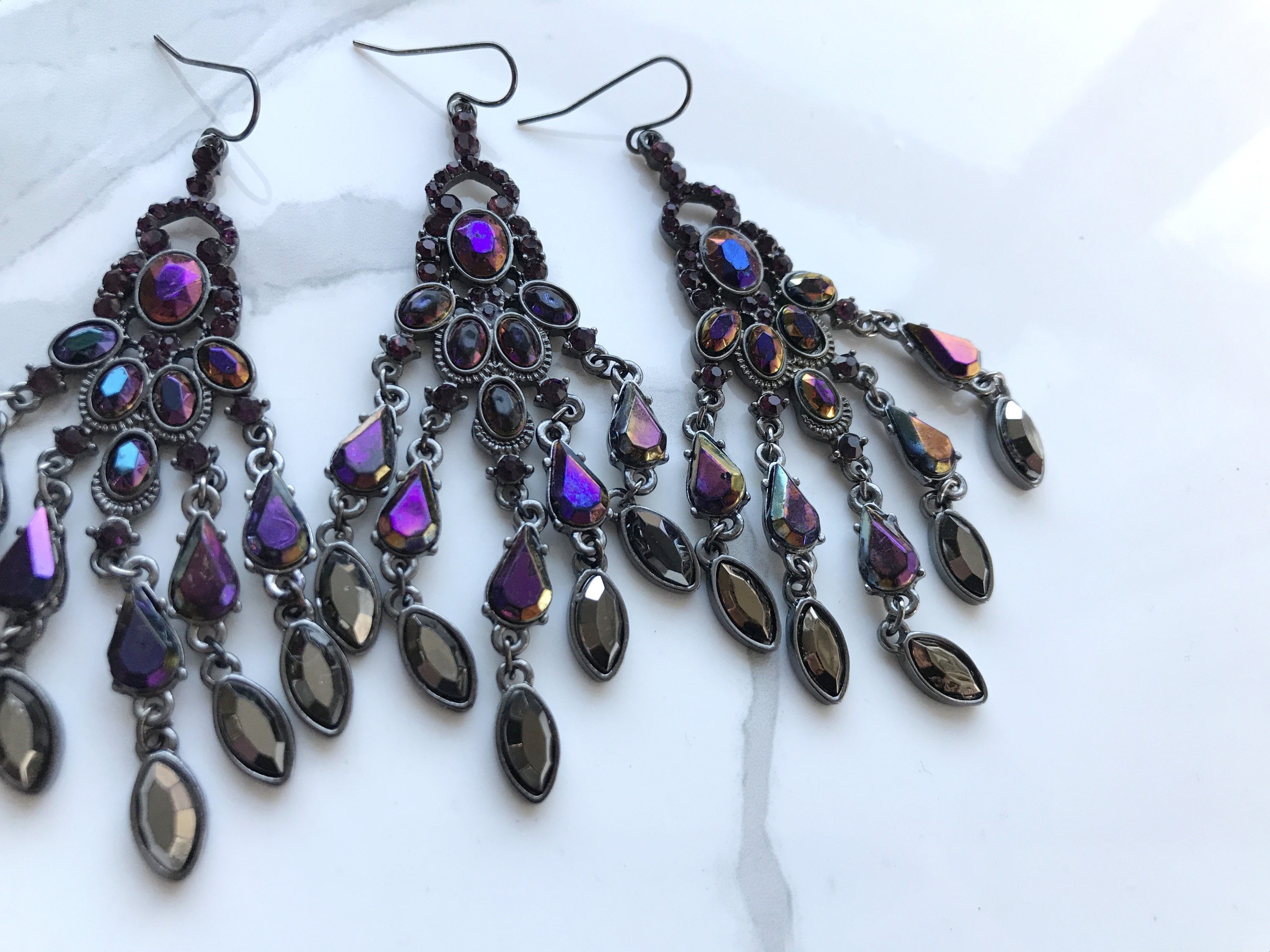 Purple Chandelier Bold Earrings Party New Year Col