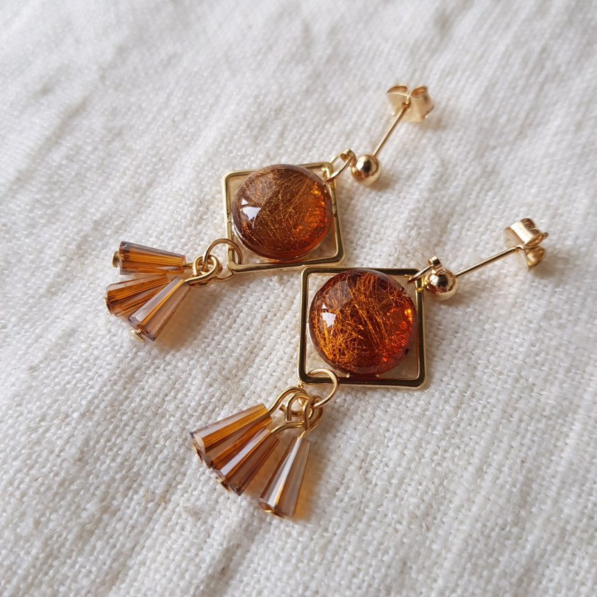 Omaju Crystal Drop Earrings 5color Gullible luxury