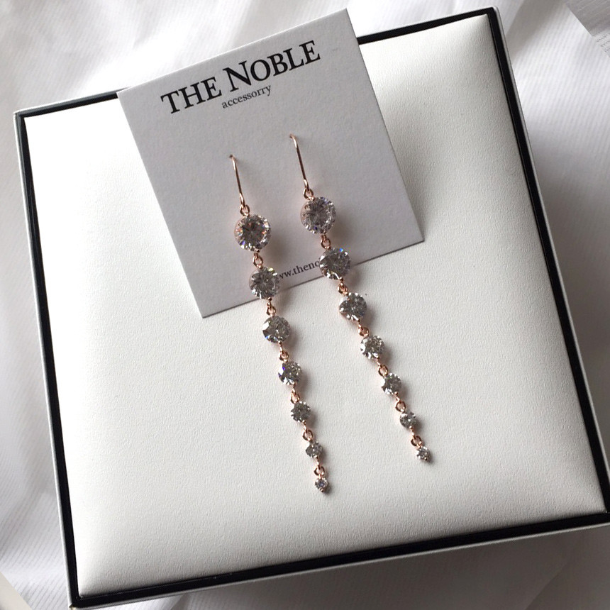 Pink gold drop earrings girlfriend gift chic offic