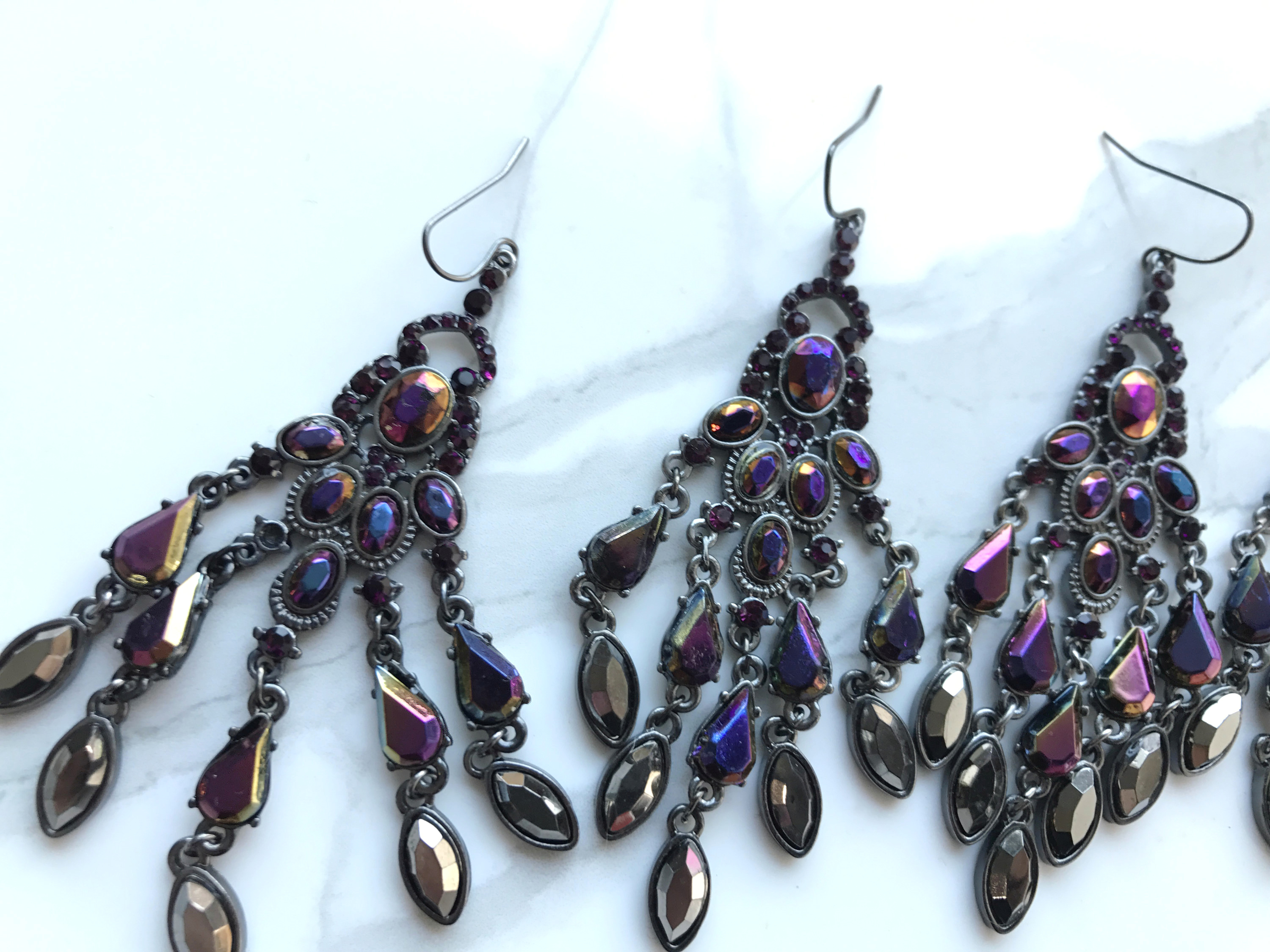 Purple Chandelier Bold Earrings Party New Year Col