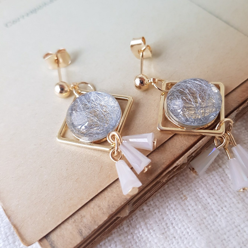 Omaju Crystal Drop Earrings 5color Gullible luxury