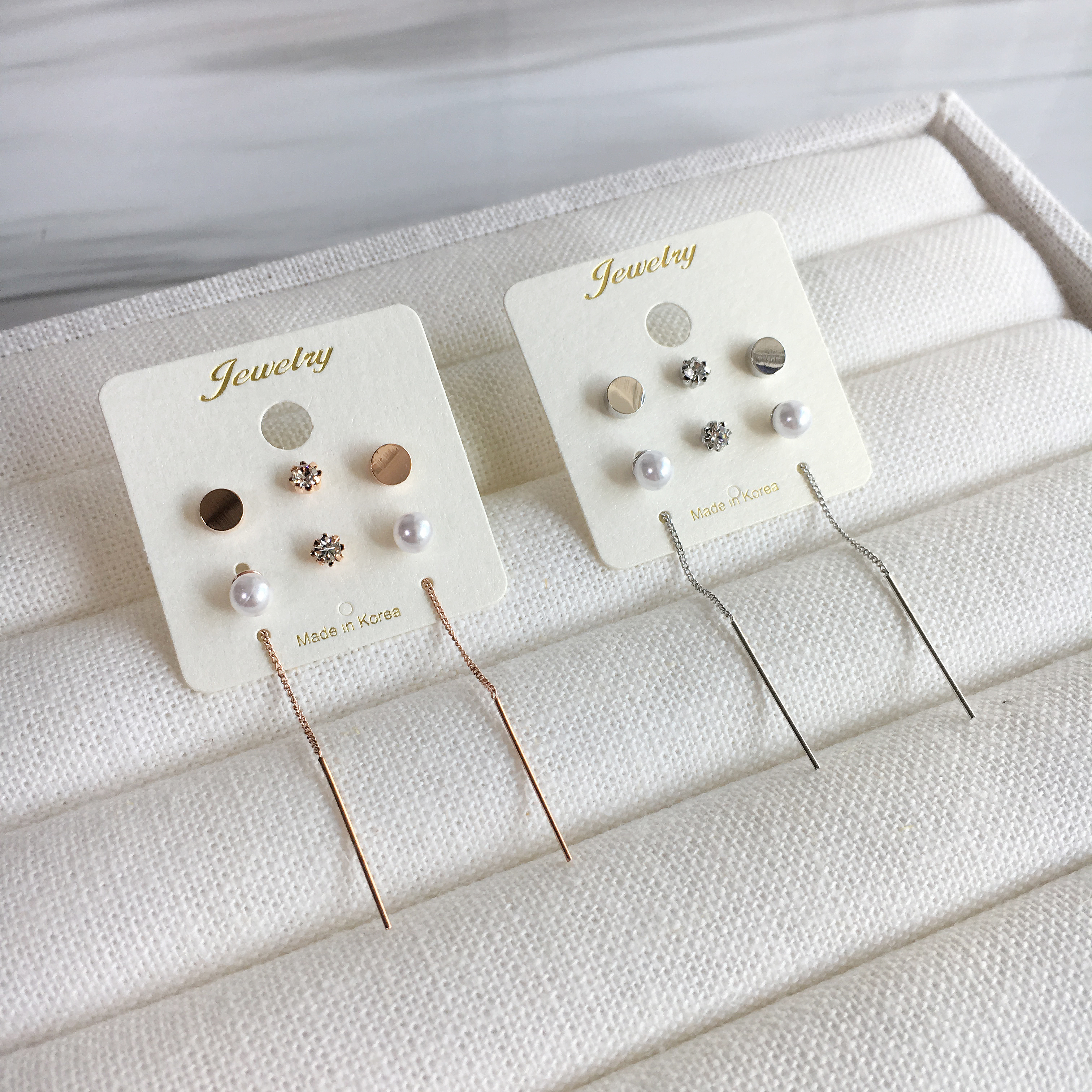 Two-Hour Daily Drop Earrings 6-piece set Cubic Hea