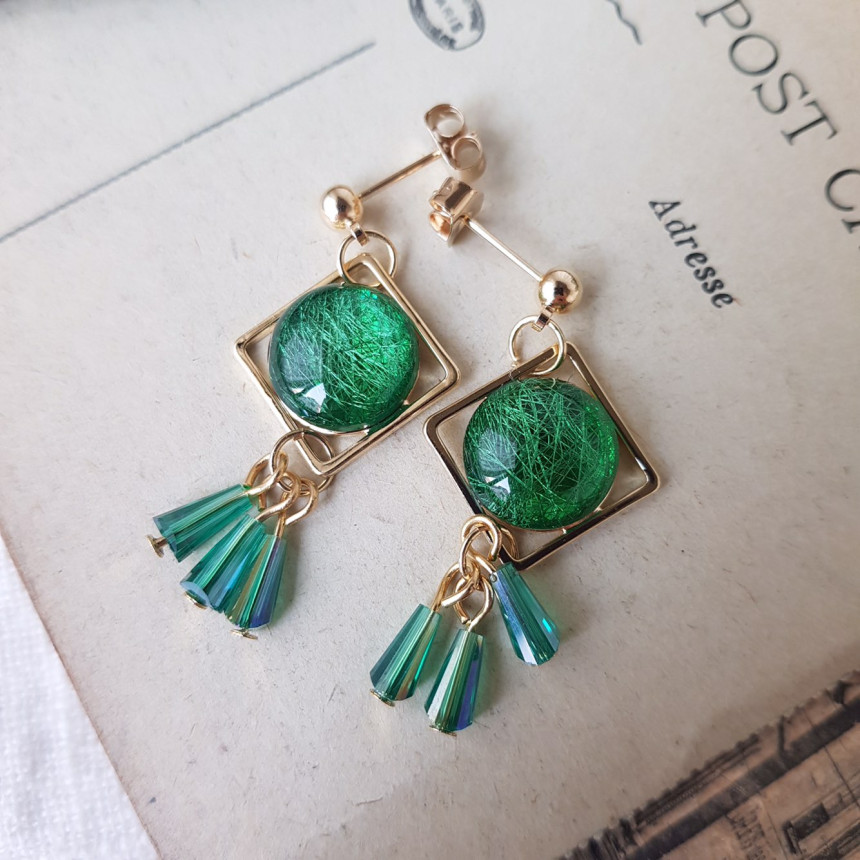 Omaju Crystal Drop Earrings 5color Gullible luxury