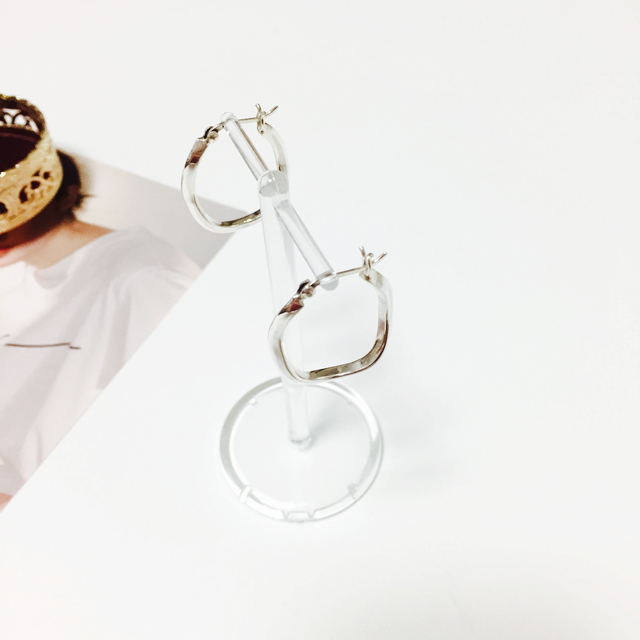 silver925 wave wave one-touch ring earrings black 