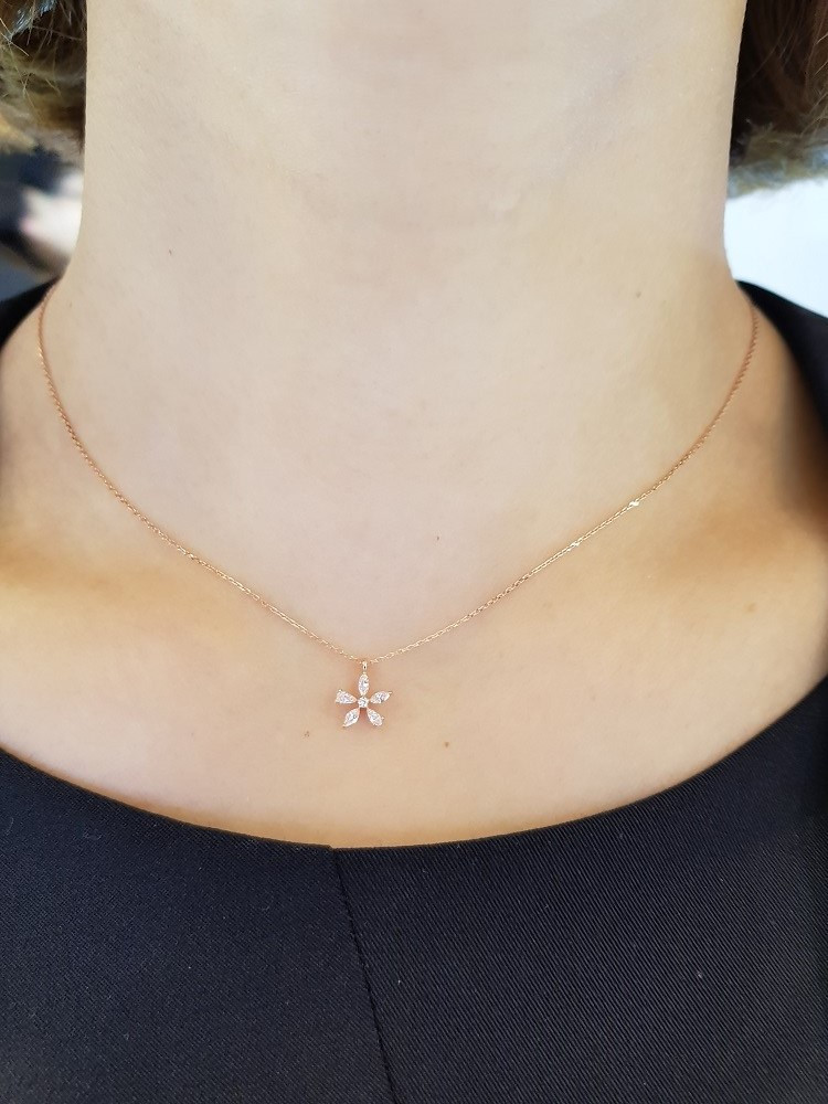 Stonehenge Rose Gold Fairy Star Flower Necklace I0