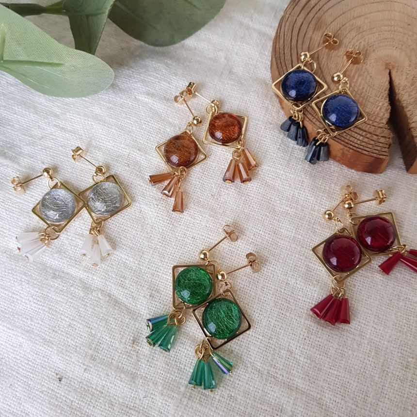 Omaju Crystal Drop Earrings 5color Gullible luxury