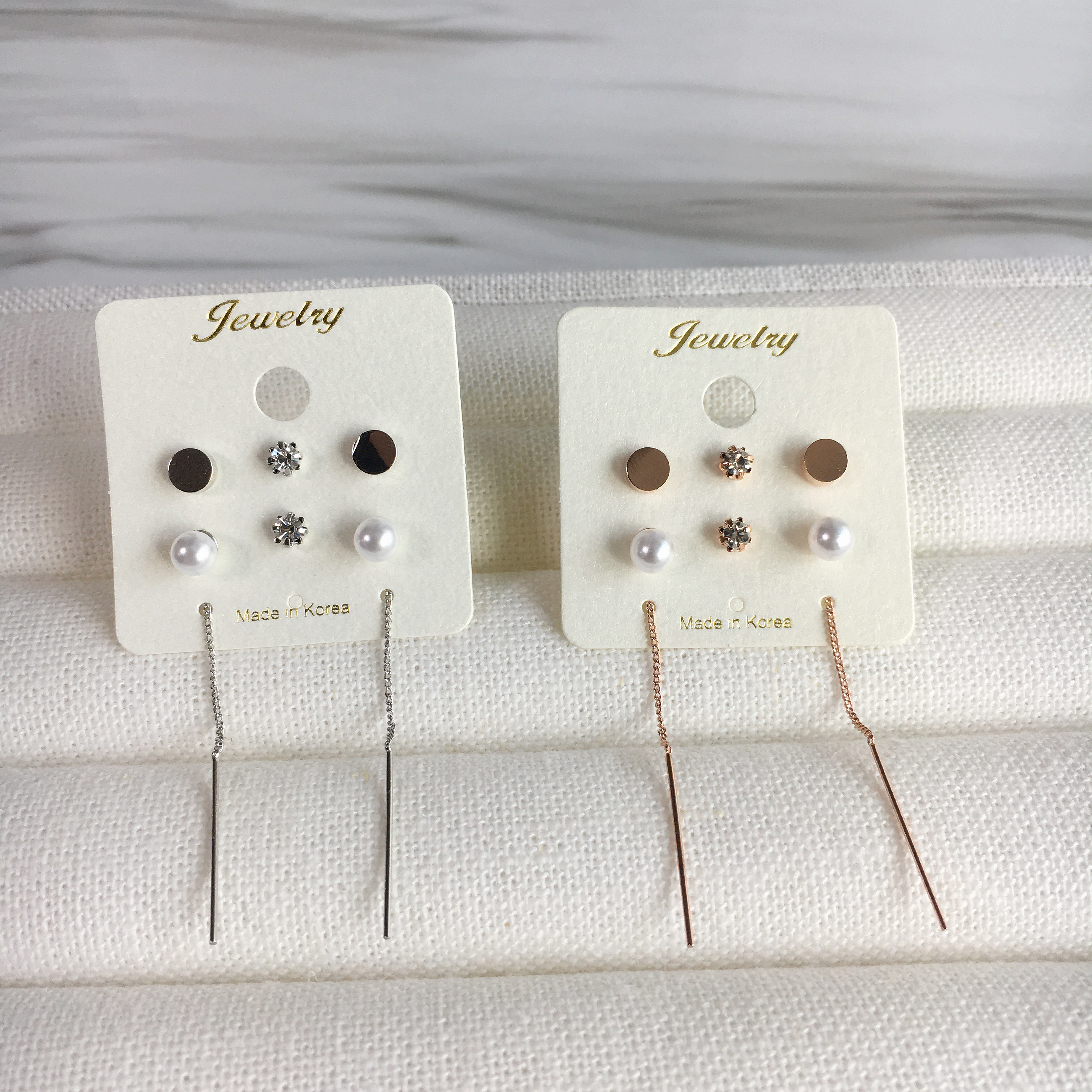 Two-Hour Daily Drop Earrings 6-piece set Cubic Hea