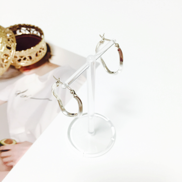 silver925 wave wave one-touch ring earrings black 