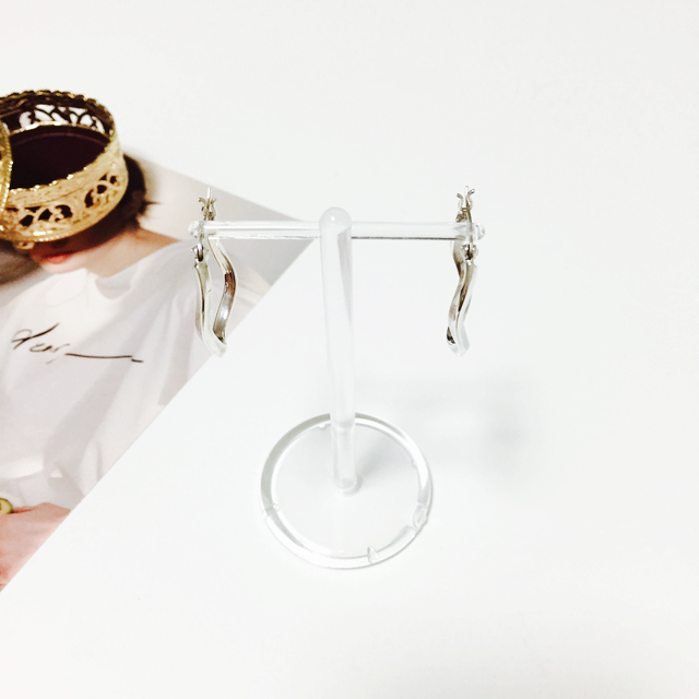 silver925 wave wave one-touch ring earrings black 