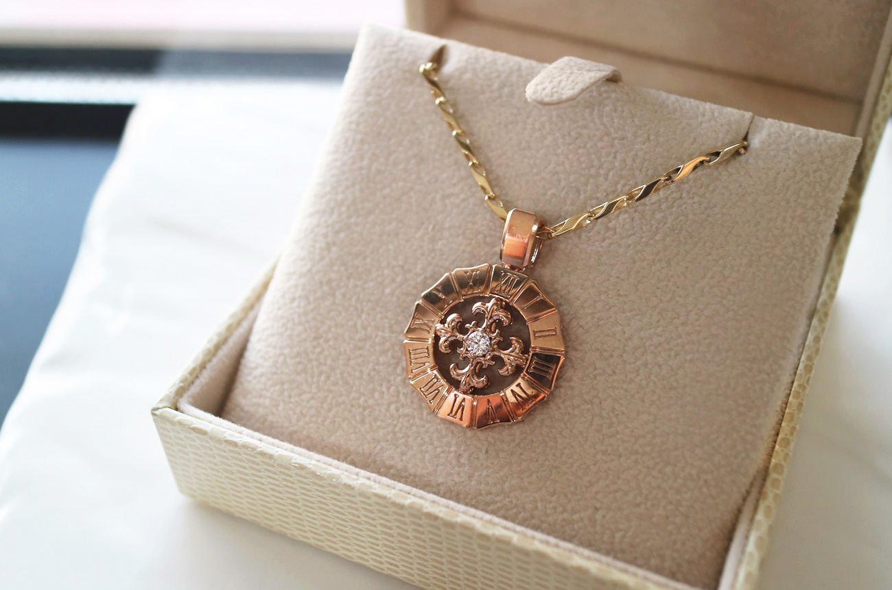 18k Cross Pendant 14k Men's Choker Necklace Pin