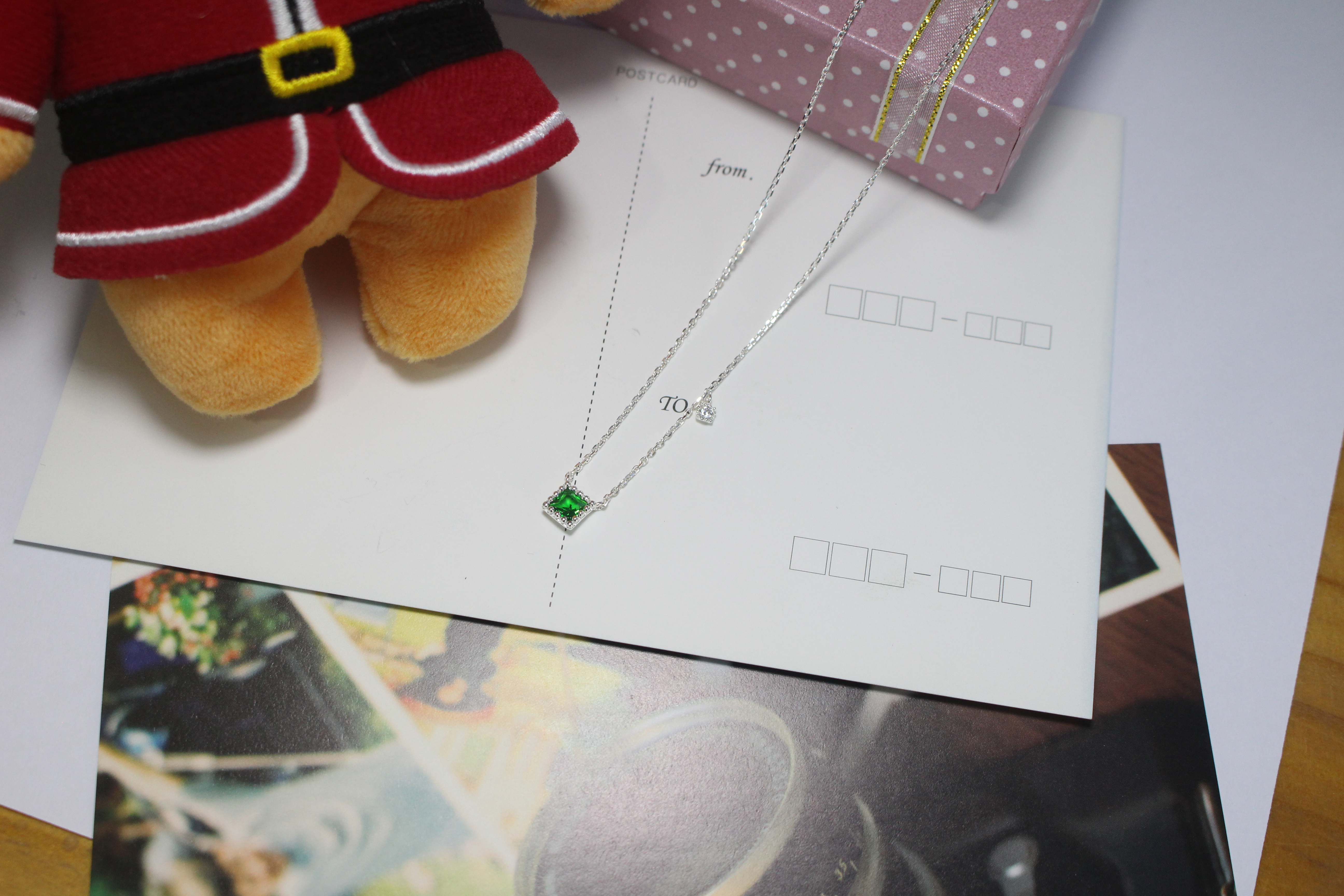 Emerald square necklace anniversary gift girlfrien