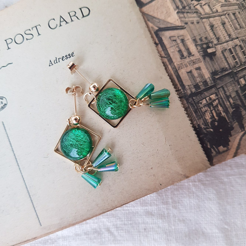 Omaju Crystal Drop Earrings 5color Gullible luxury