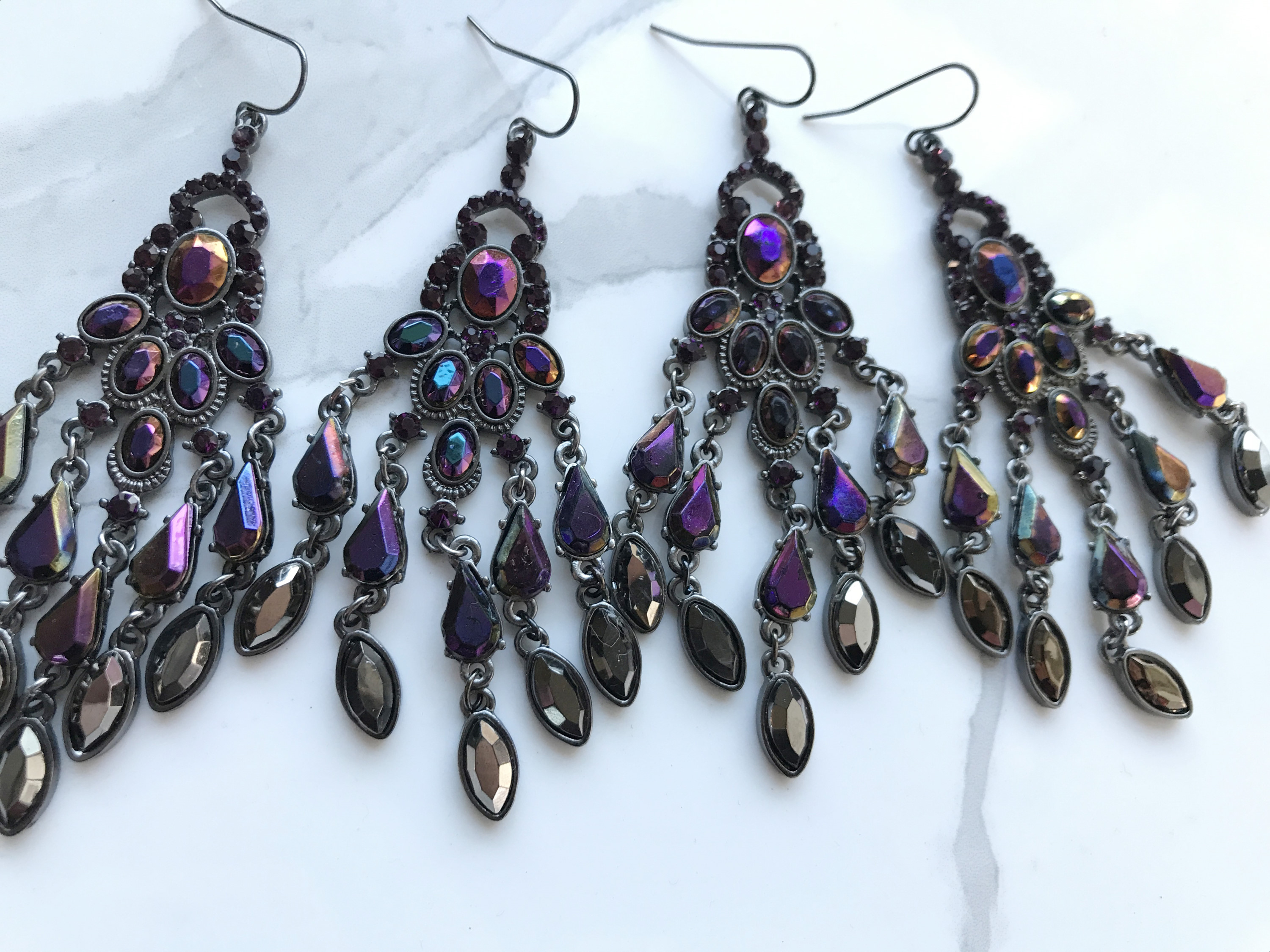 Purple Chandelier Bold Earrings Party New Year Col