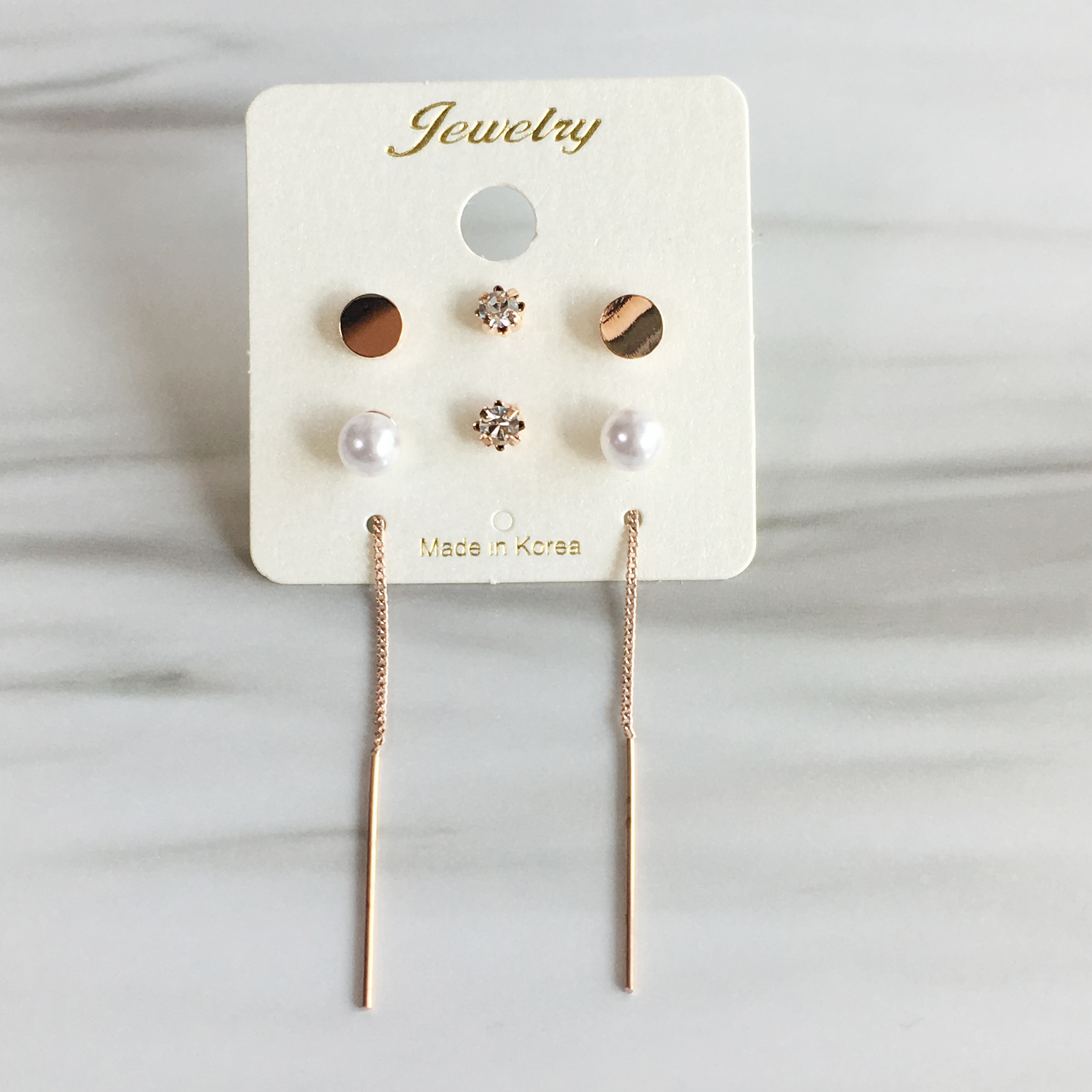 Two-Hour Daily Drop Earrings 6-piece set Cubic Hea