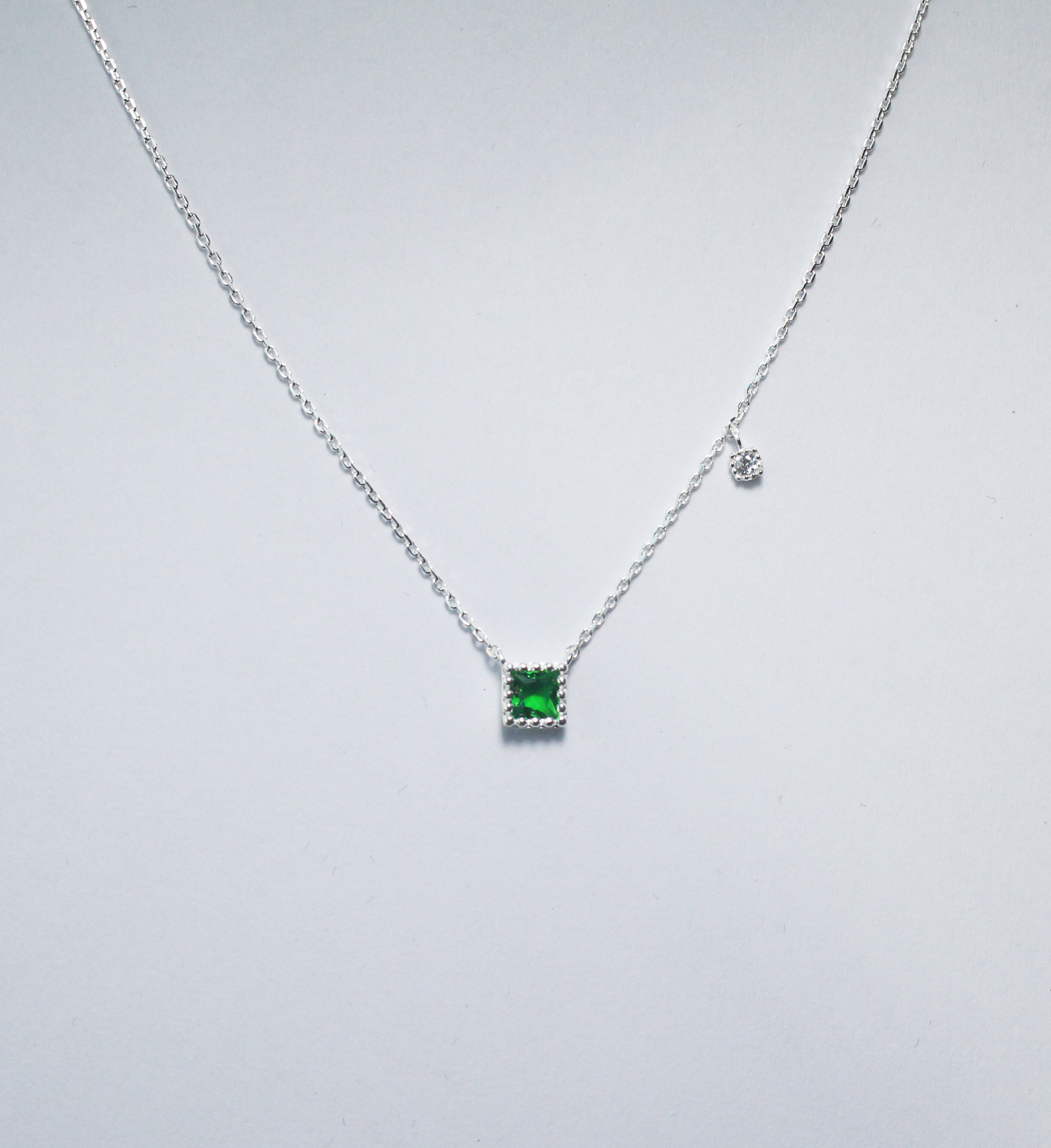 Emerald square necklace anniversary gift girlfrien