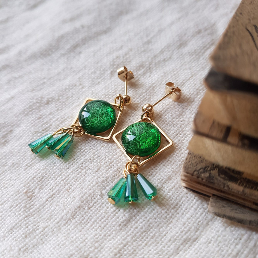 Omaju Crystal Drop Earrings 5color Gullible luxury