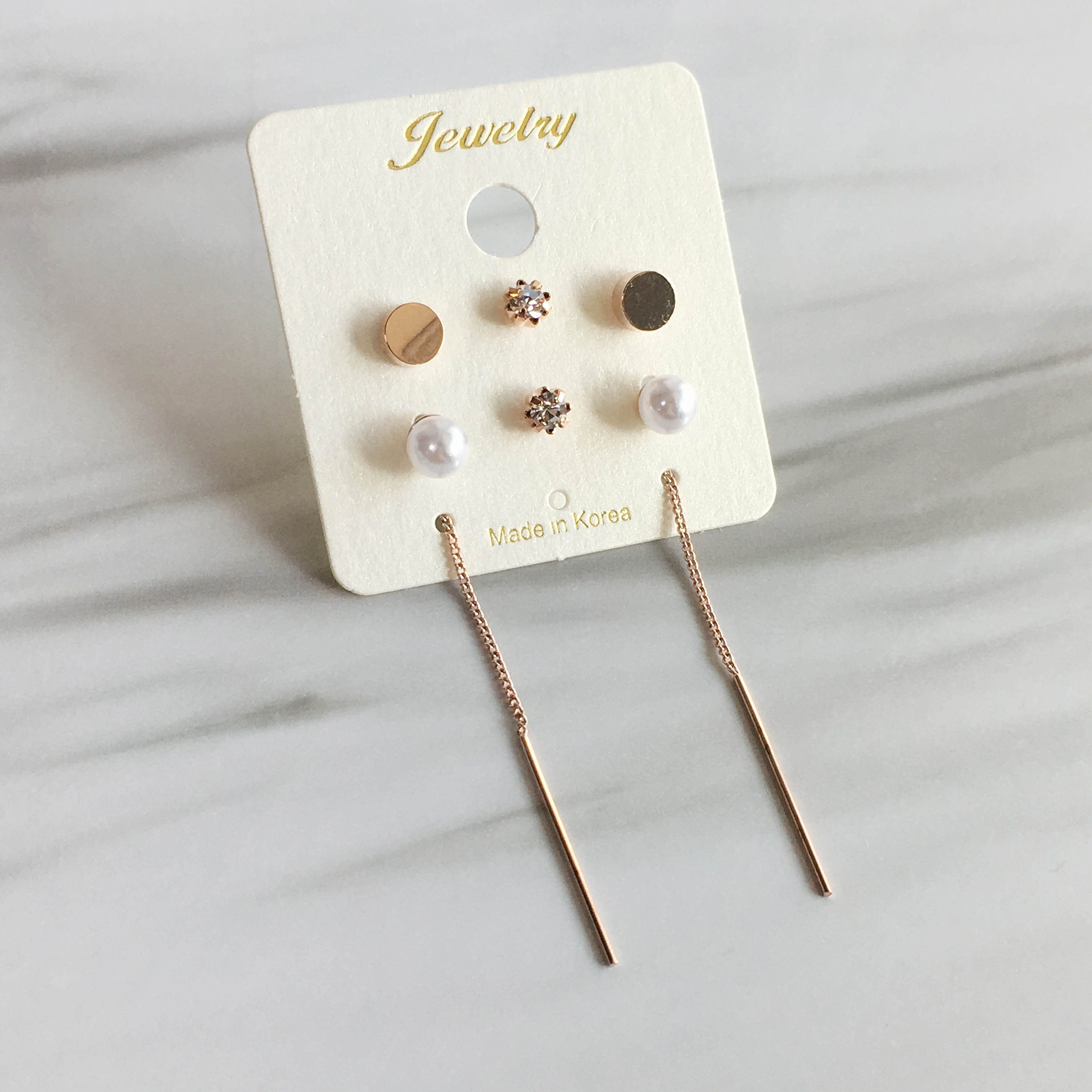 Two-Hour Daily Drop Earrings 6-piece set Cubic Hea