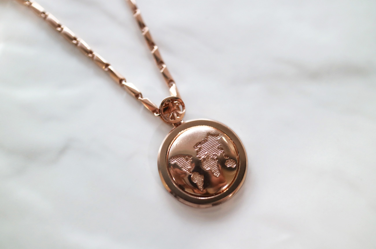 18k Map Pendant 14k Men's Necklace Charm Pink G